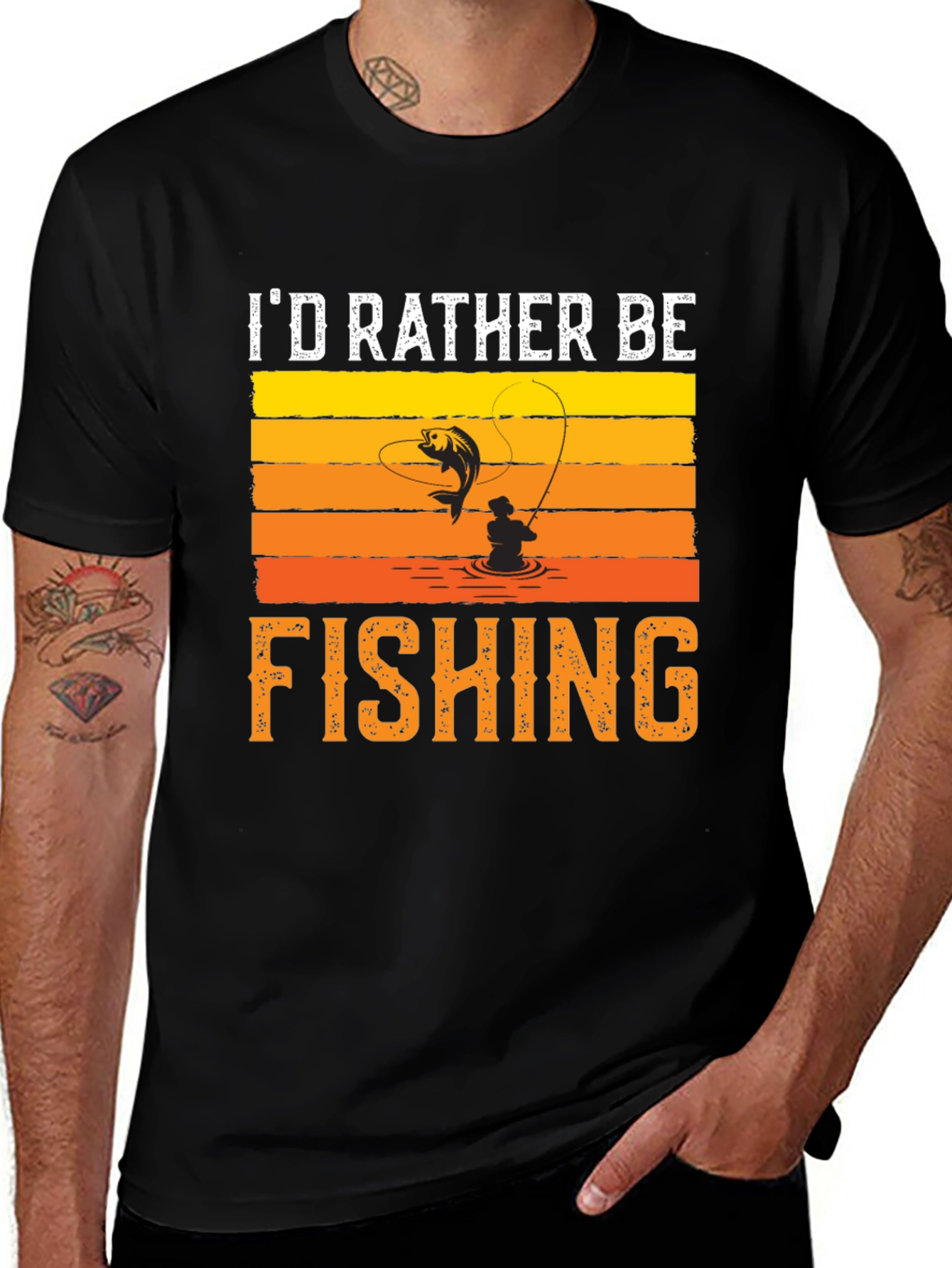 Id Rather Be Fishing Black T-Shirt