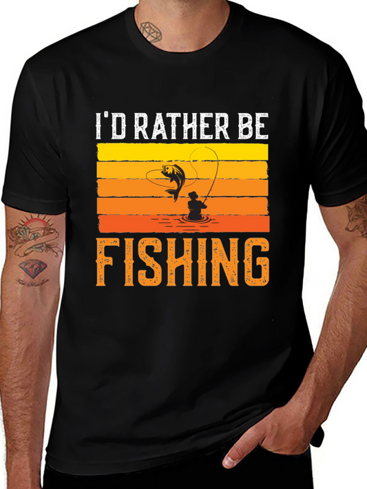 Id Rather Be Fishing Black T-Shirt