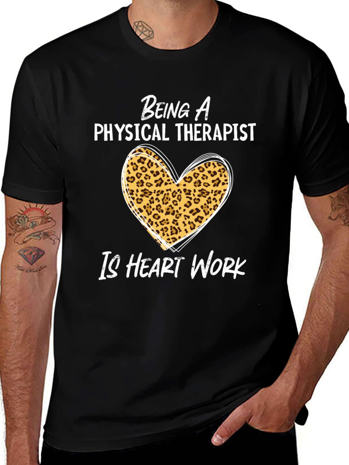 Physical Therapist Heart Leopard Print T-Shirt