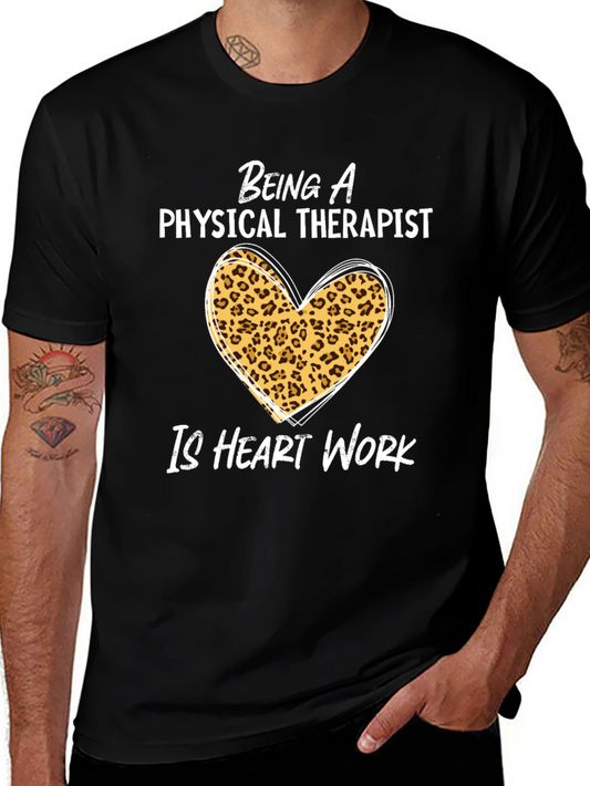 Physical Therapist Heart Leopard Print T-Shirt