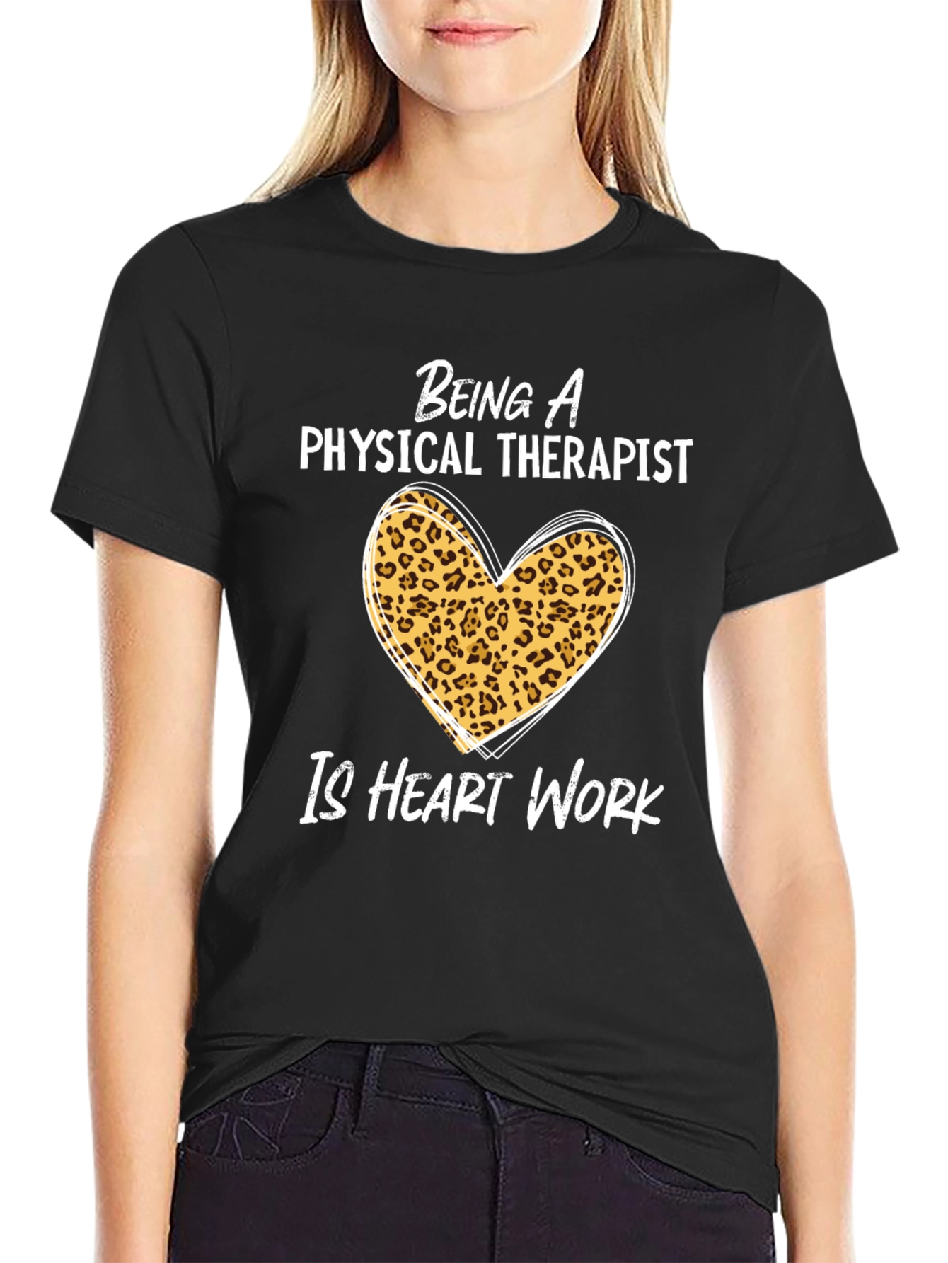 Physical Therapist Heart Leopard Print T-Shirt