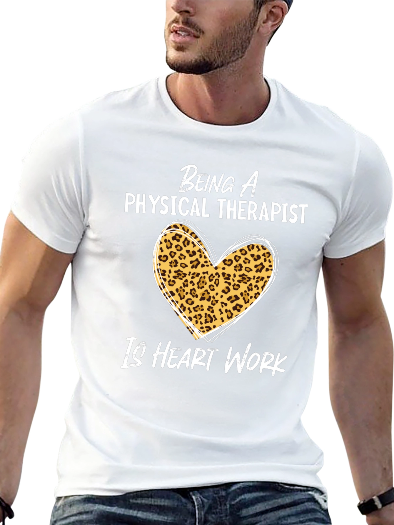 Physical Therapist Heart Leopard Print T-Shirt