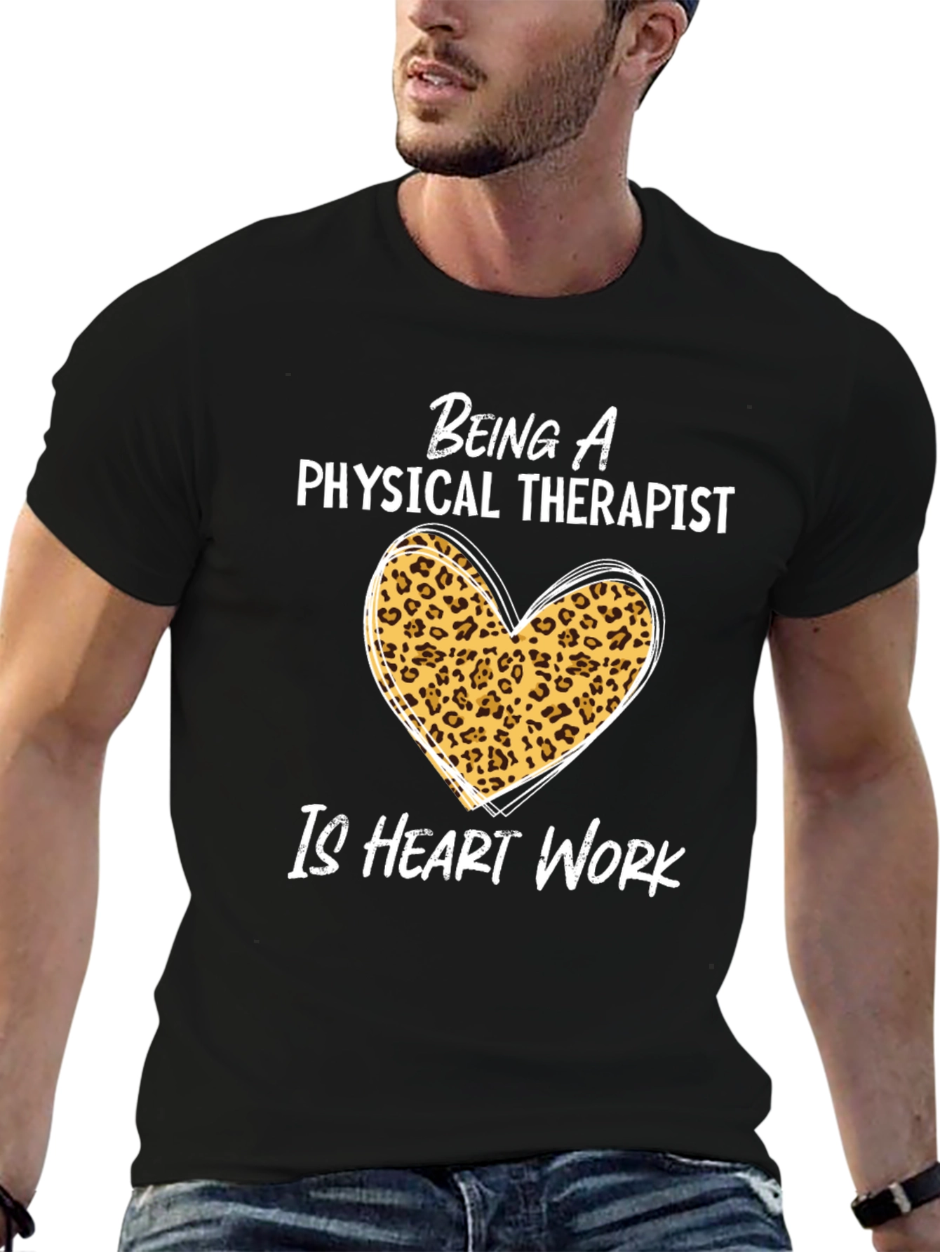 Physical Therapist Heart Leopard Print T-Shirt