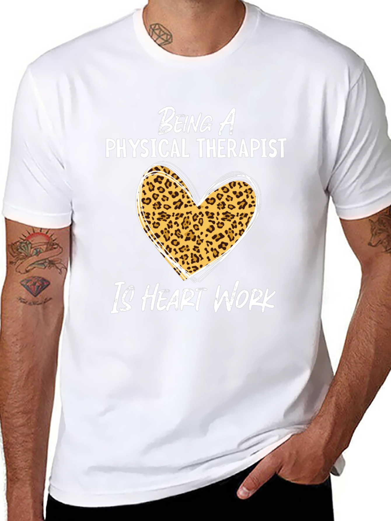Physical Therapist Heart Leopard Print T-Shirt