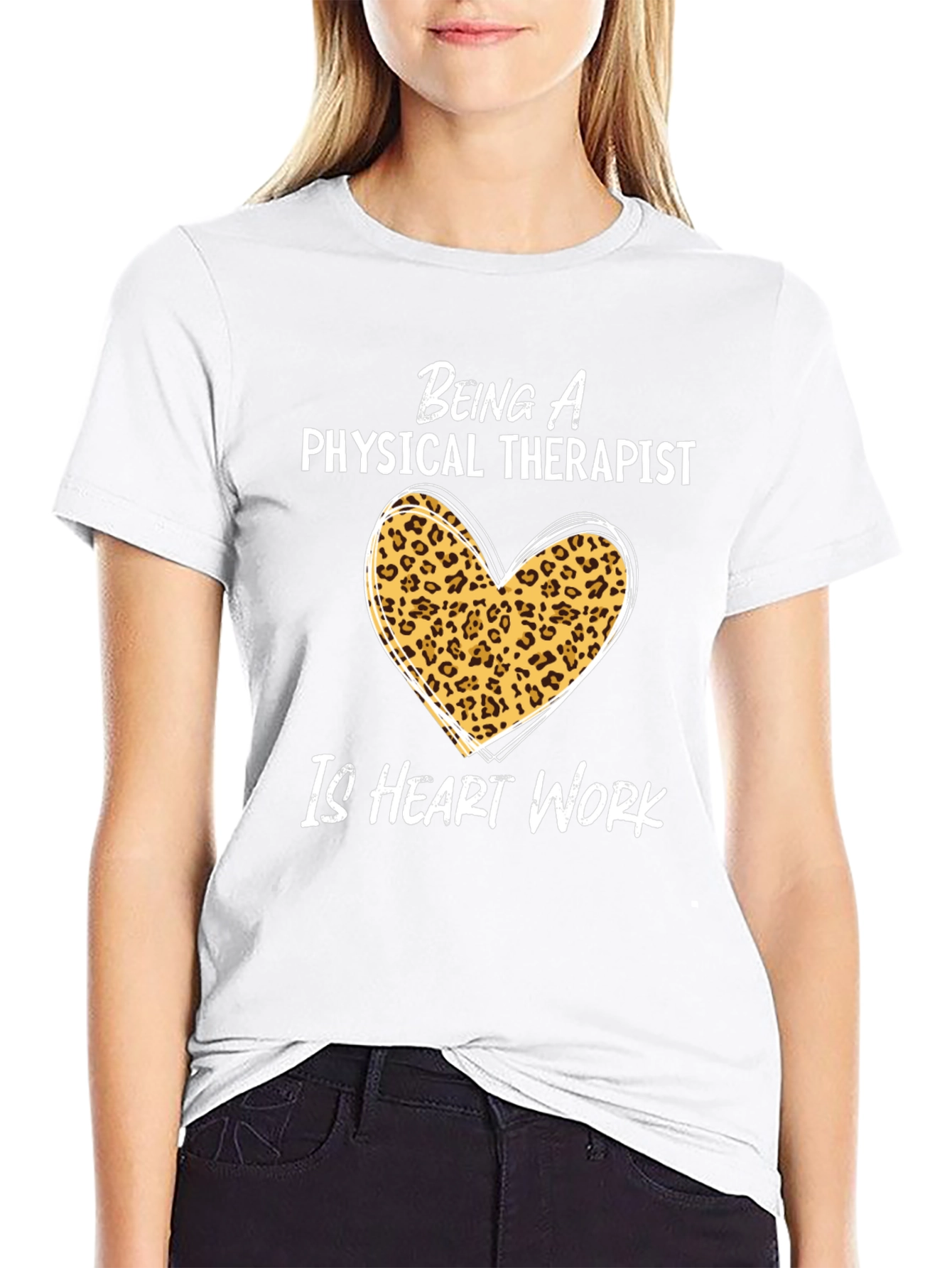Physical Therapist Heart Leopard Print T-Shirt