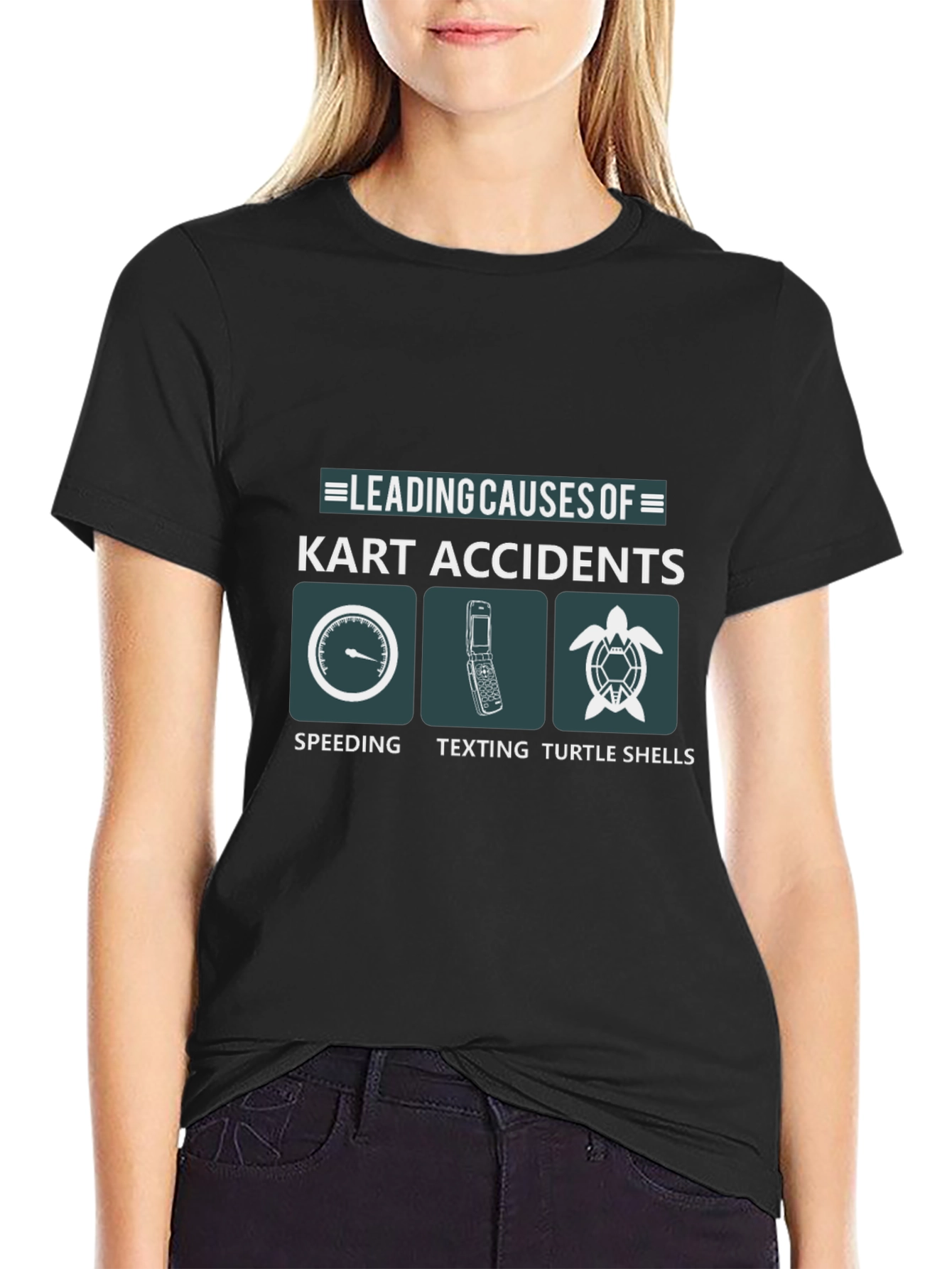 Kart Accident Causes T-Shirt - Speeding Texting Turtle Shells!