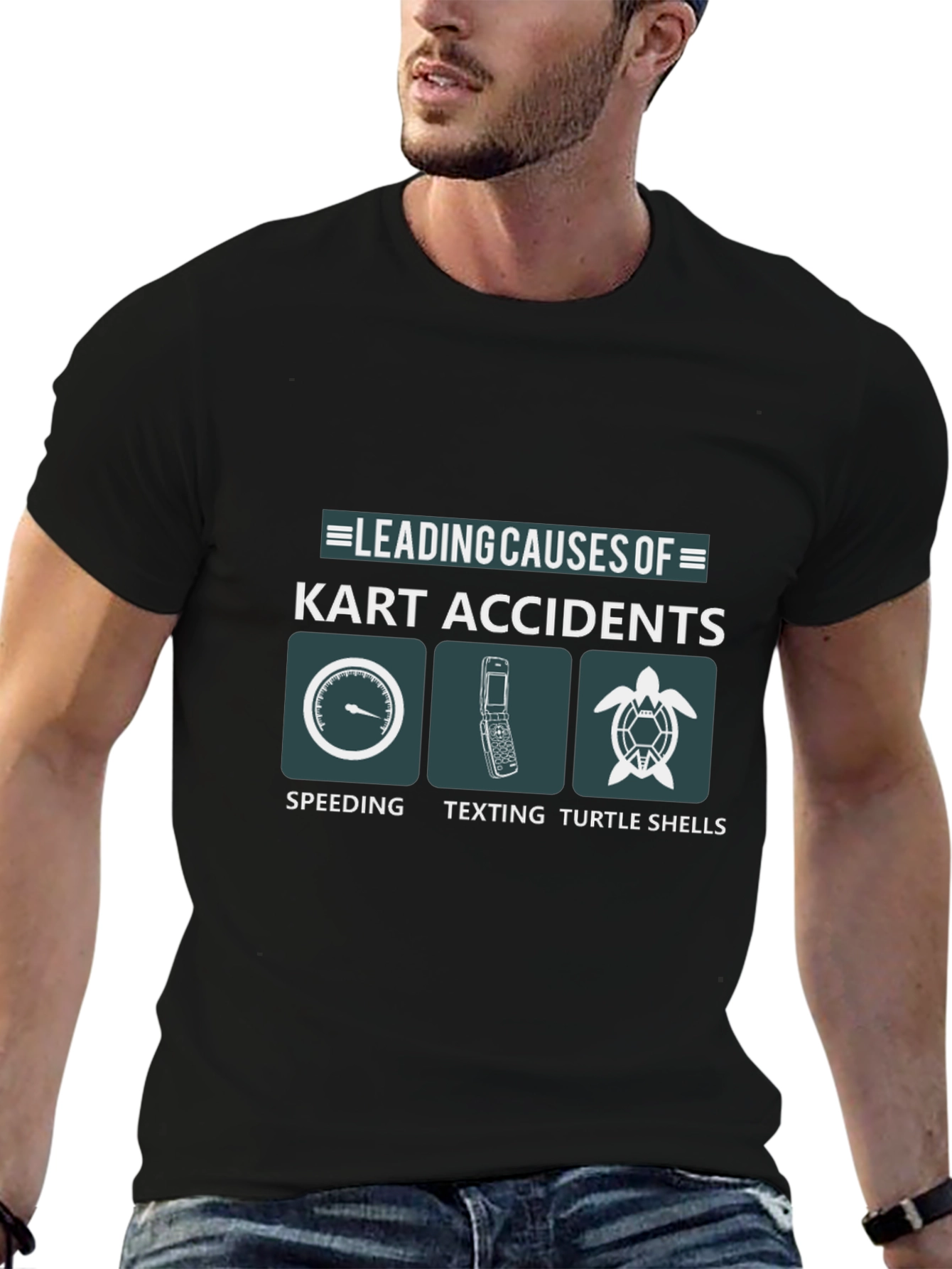 Kart Accident Causes T-Shirt - Speeding Texting Turtle Shells!