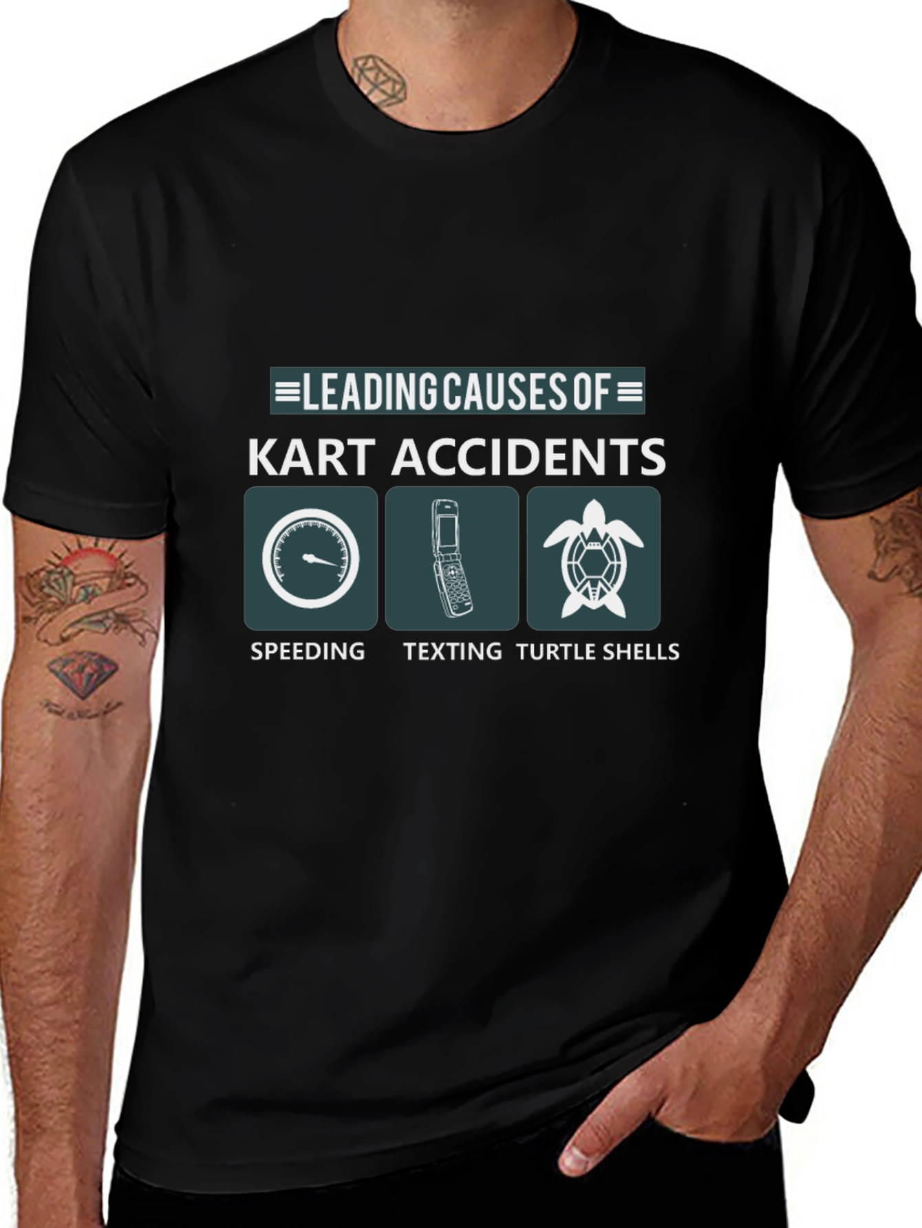 Kart Accident Causes T-Shirt - Speeding Texting Turtle Shells!