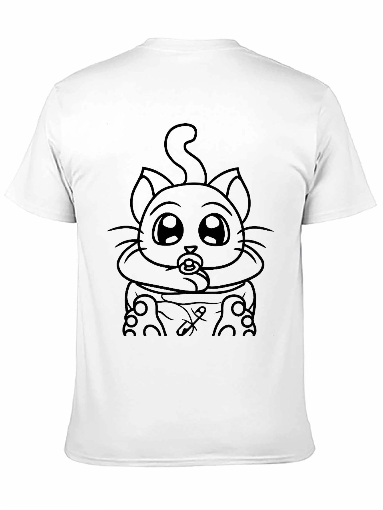 Cute Cartoon Cat on Black Unisex T-Shirt