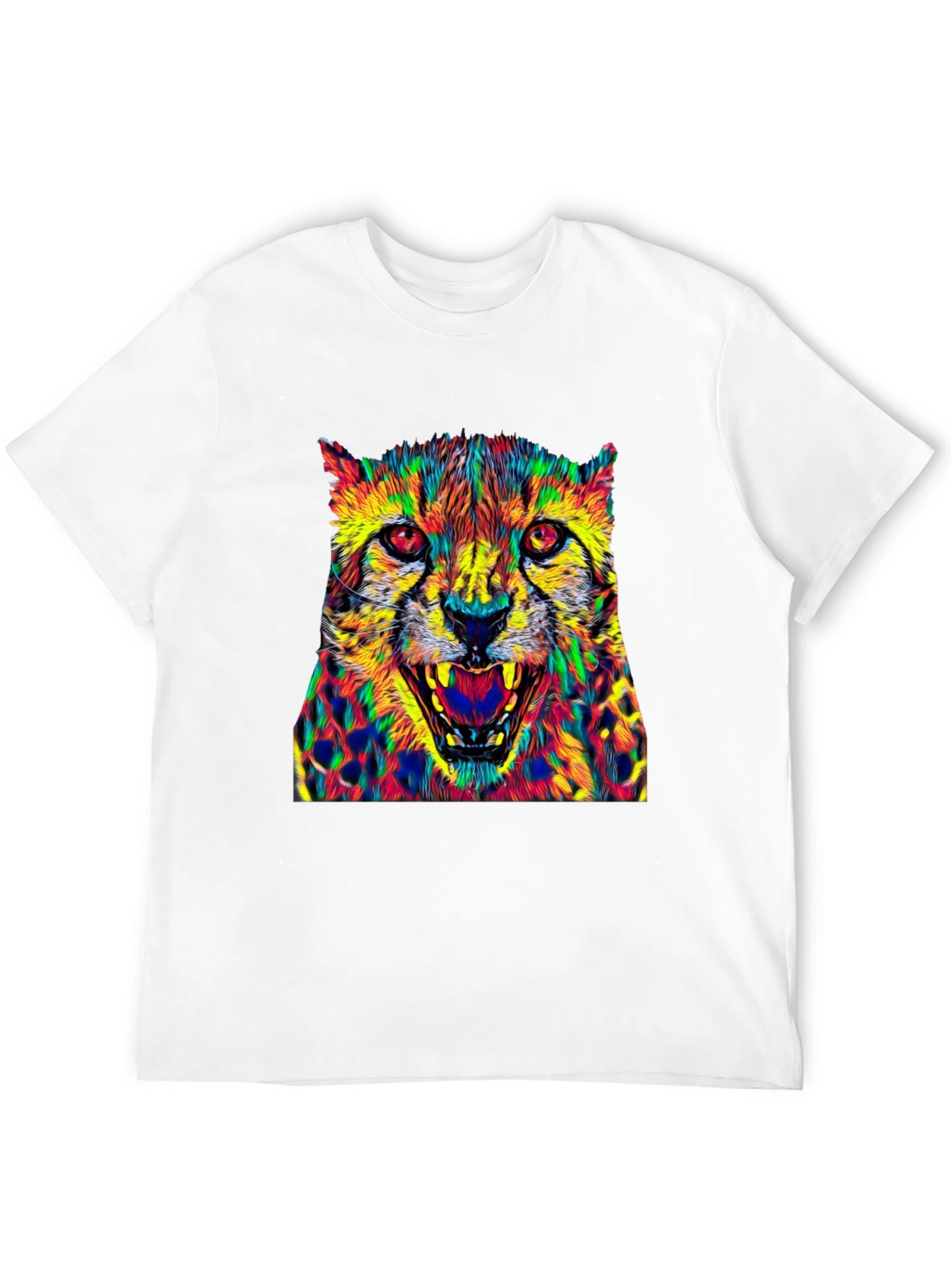 Vibrant Cheetah Graphic Tee - Bold Animal Print