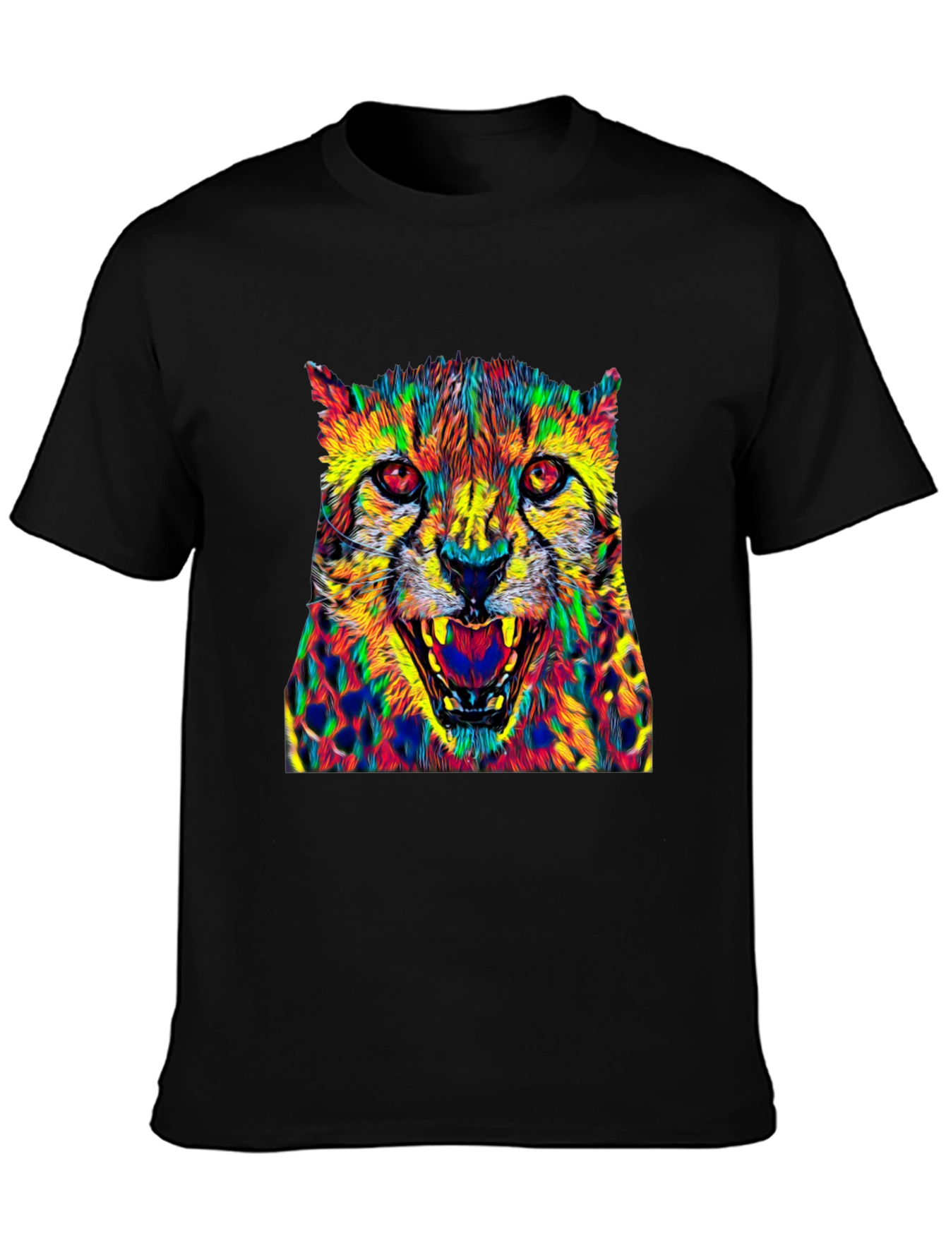 Vibrant Cheetah Graphic Tee - Bold Animal Print