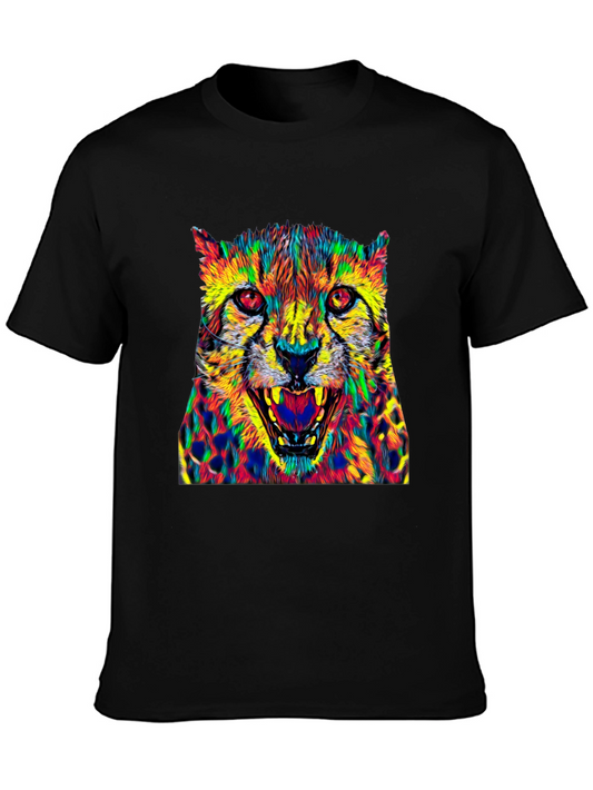 Vibrant Cheetah Graphic Tee - Bold Animal Print