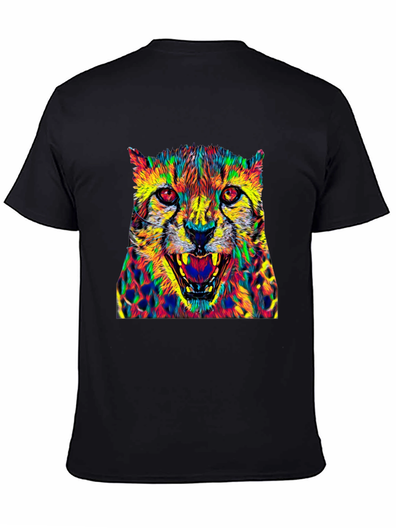 Vibrant Cheetah Graphic Tee - Bold Animal Print