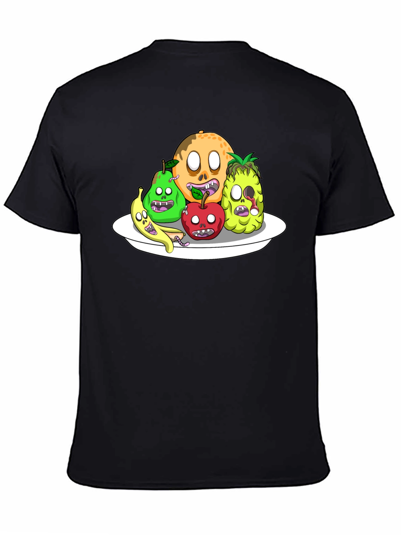 Zombie Fruit Platter Graphic Tee - Black Cotton