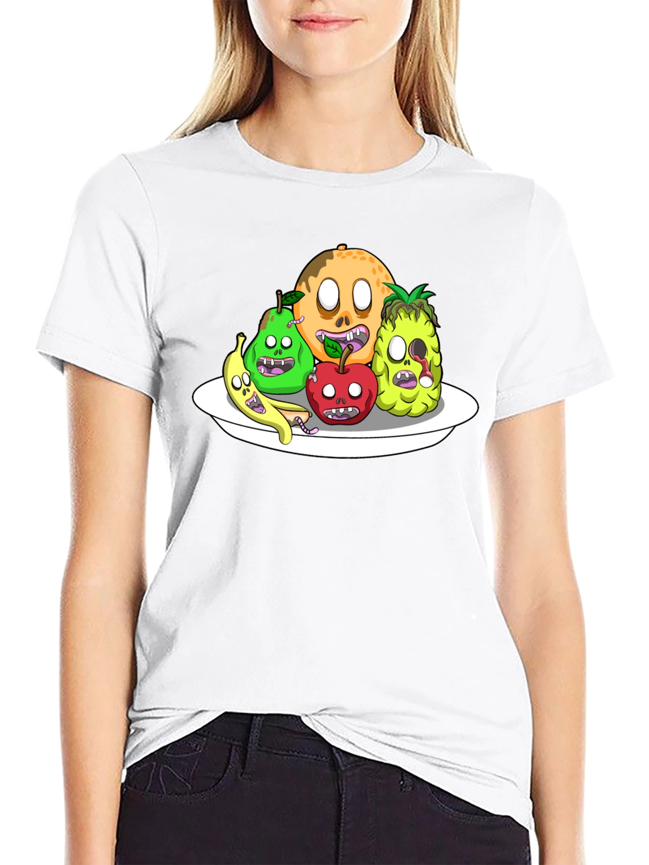 Zombie Fruit Platter Graphic Tee - Black Cotton