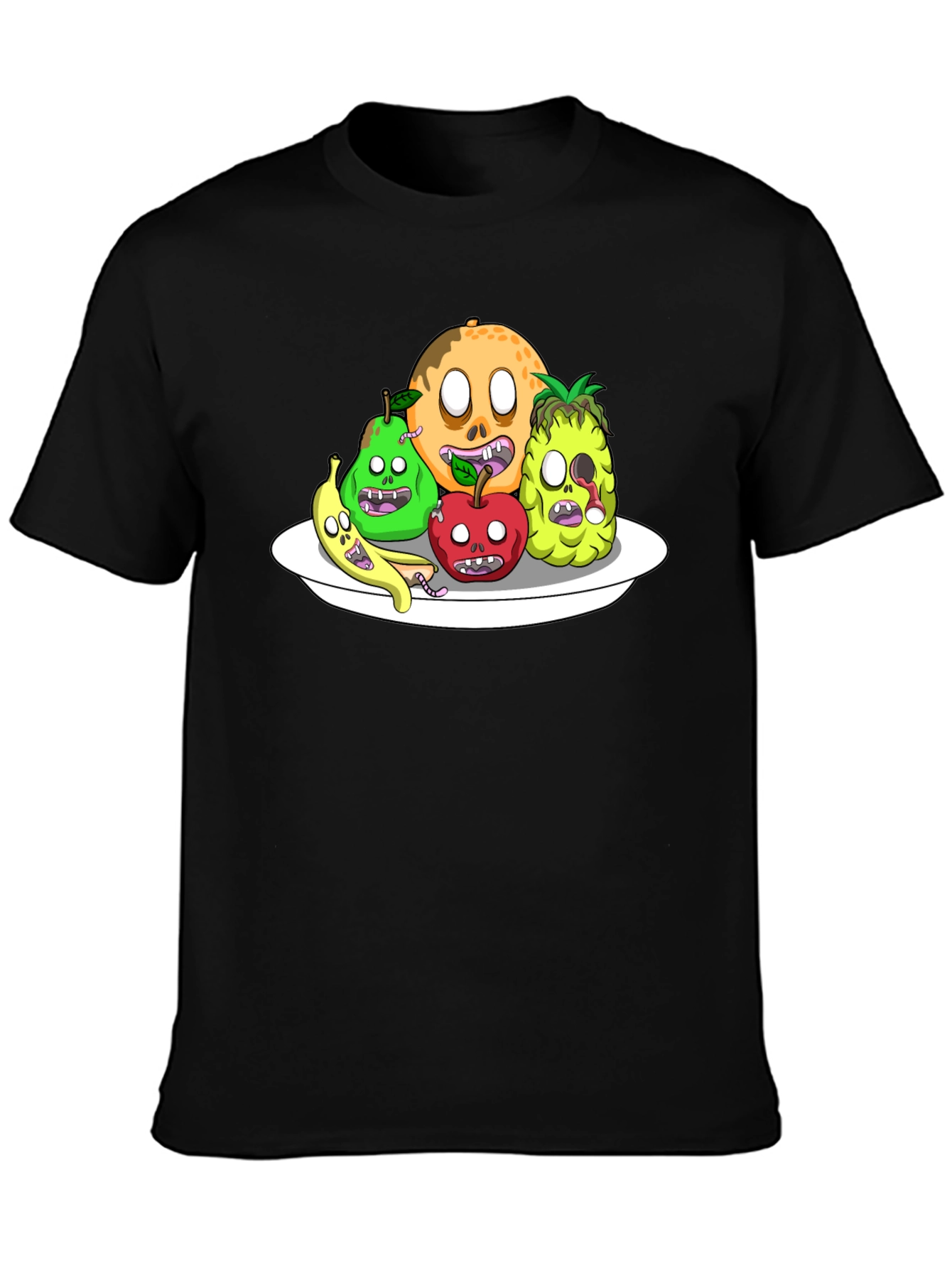 Zombie Fruit Platter Graphic Tee - Black Cotton
