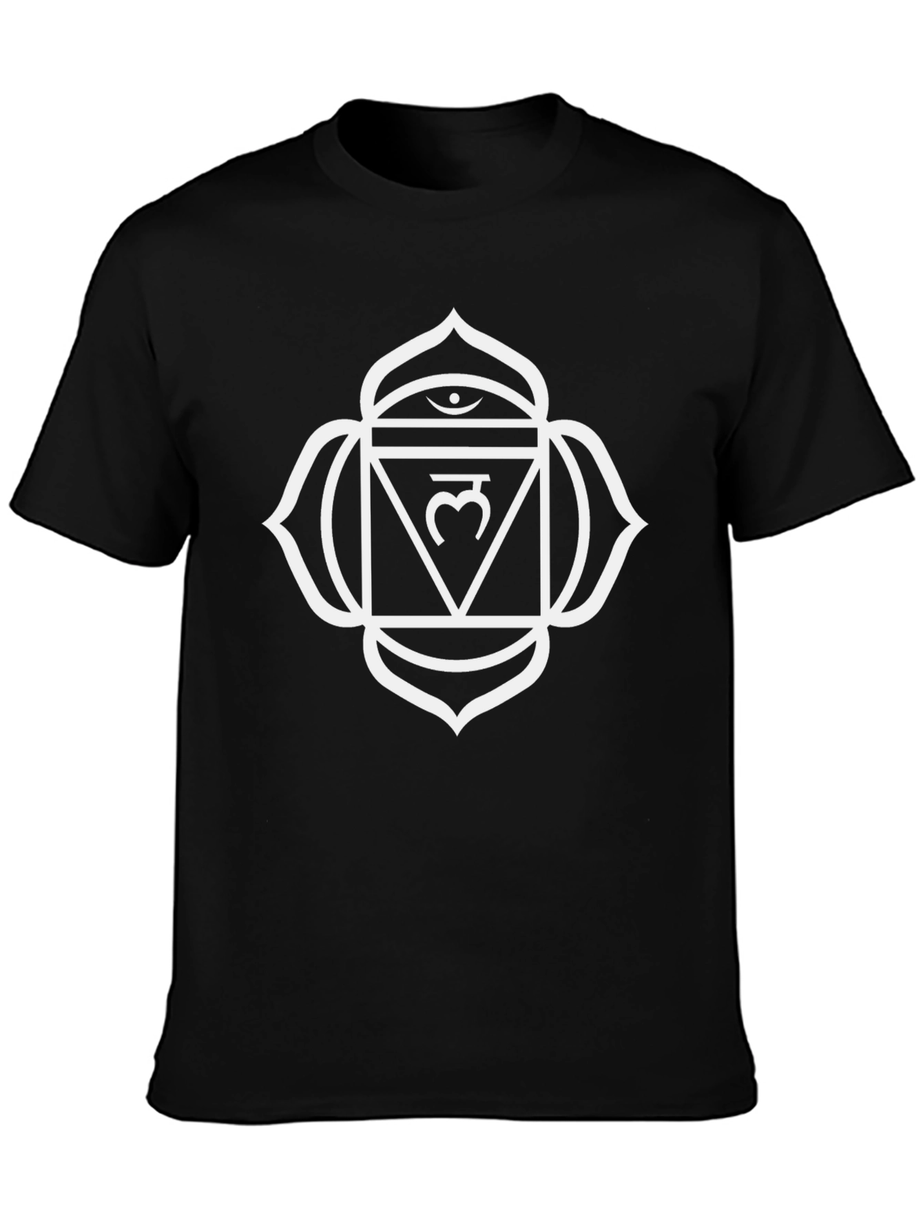 Black T-Shirt with White Visuddha Chakra Design