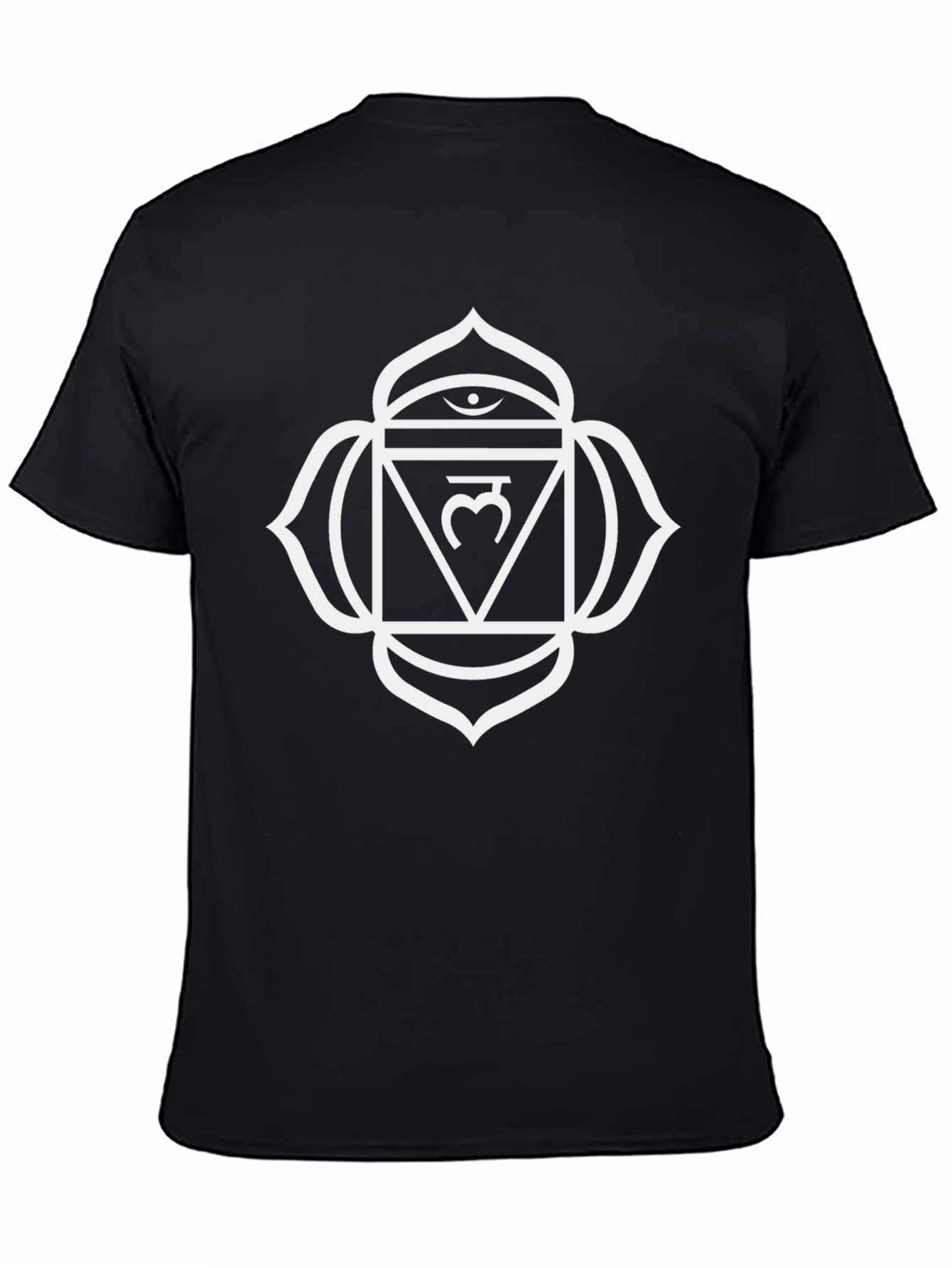 Black T-Shirt with White Visuddha Chakra Design