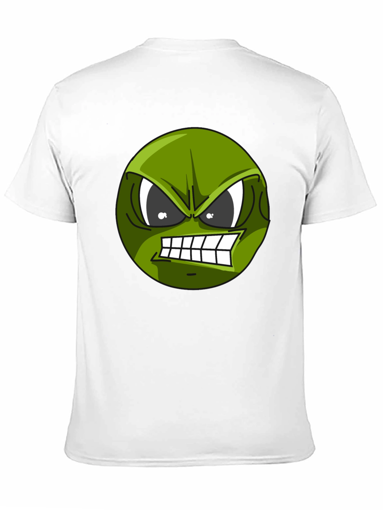 Angry Green Emoji Graphic Tee - Black T-Shirt