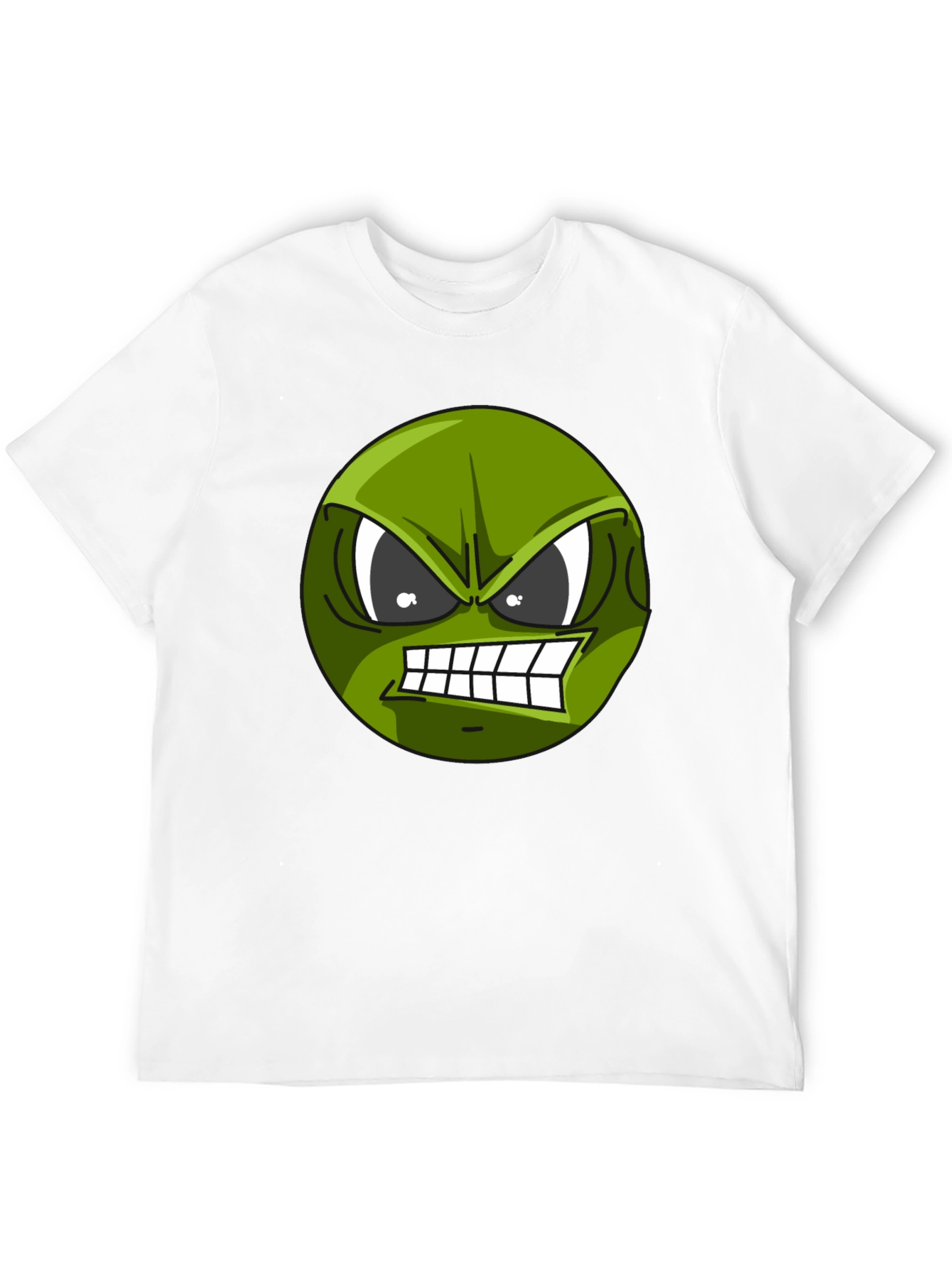 Angry Green Emoji Graphic Tee - Black T-Shirt