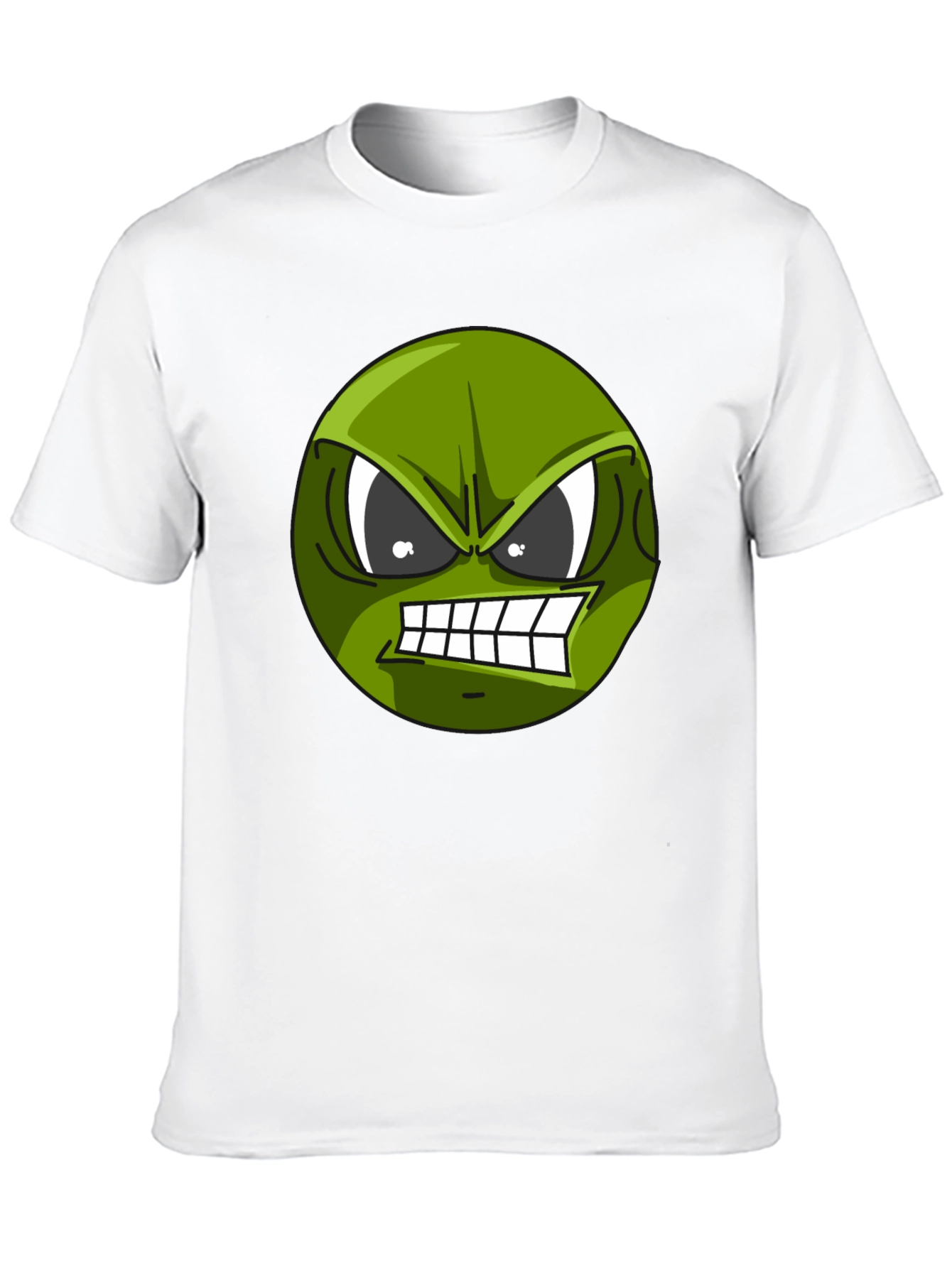 Angry Green Emoji Graphic Tee - Black T-Shirt