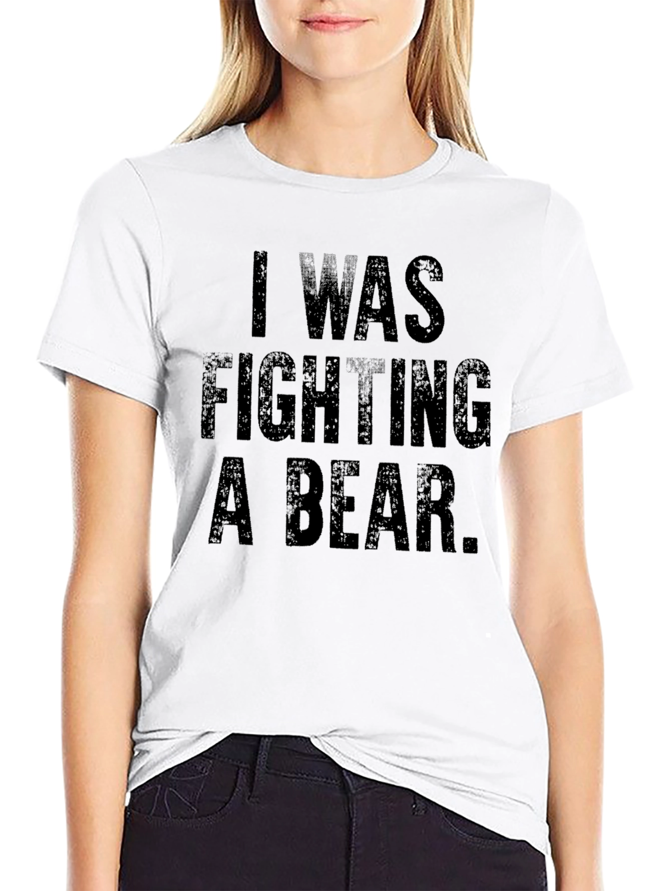 I Was Fighting A Bear Funny Graphic Tee