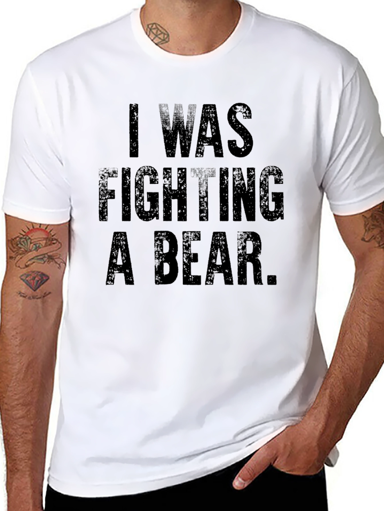I Was Fighting A Bear Funny Graphic Tee