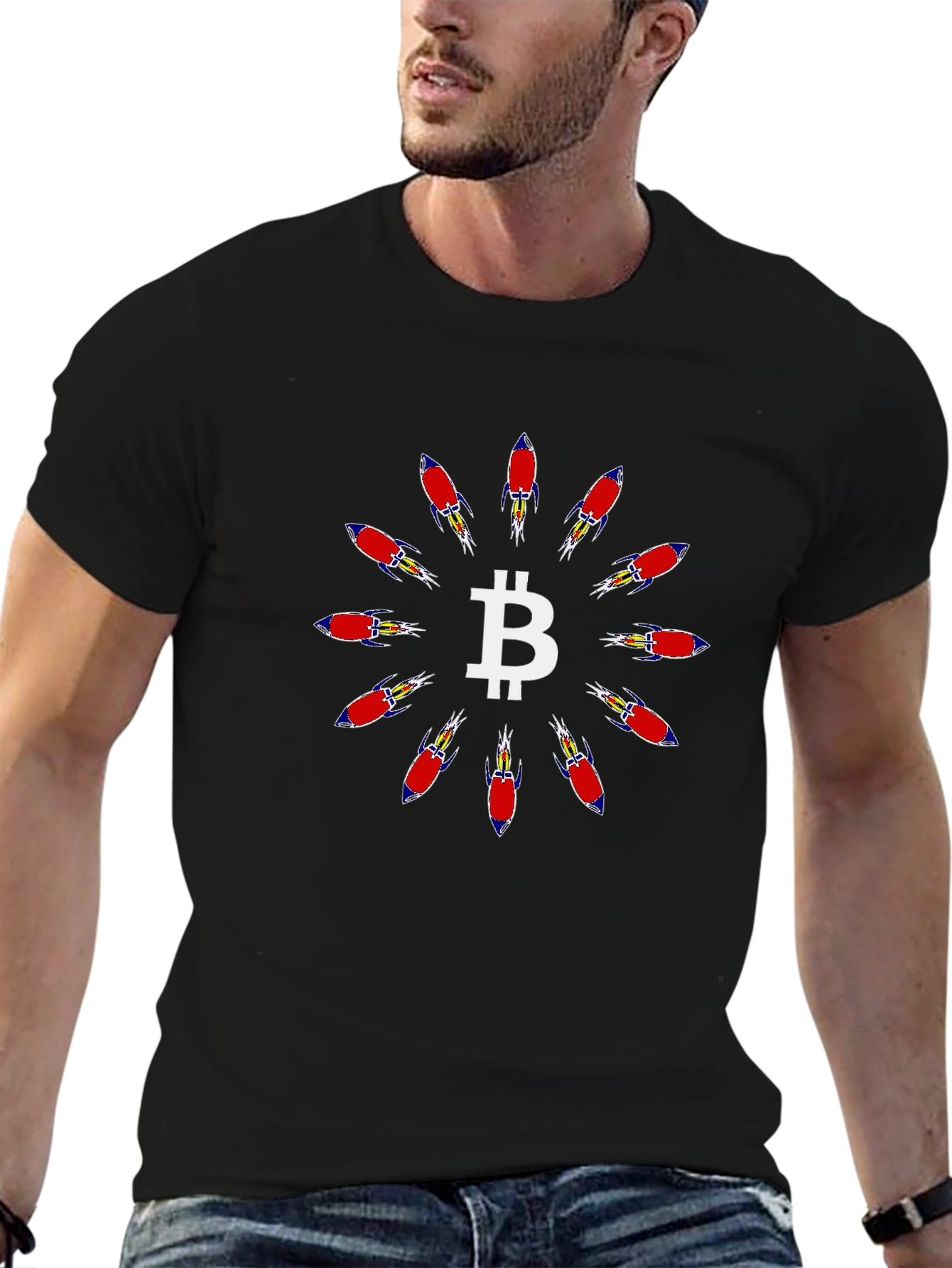 Bitcoin Rocket T-Shirt - Crypto Currency Graphic Tee