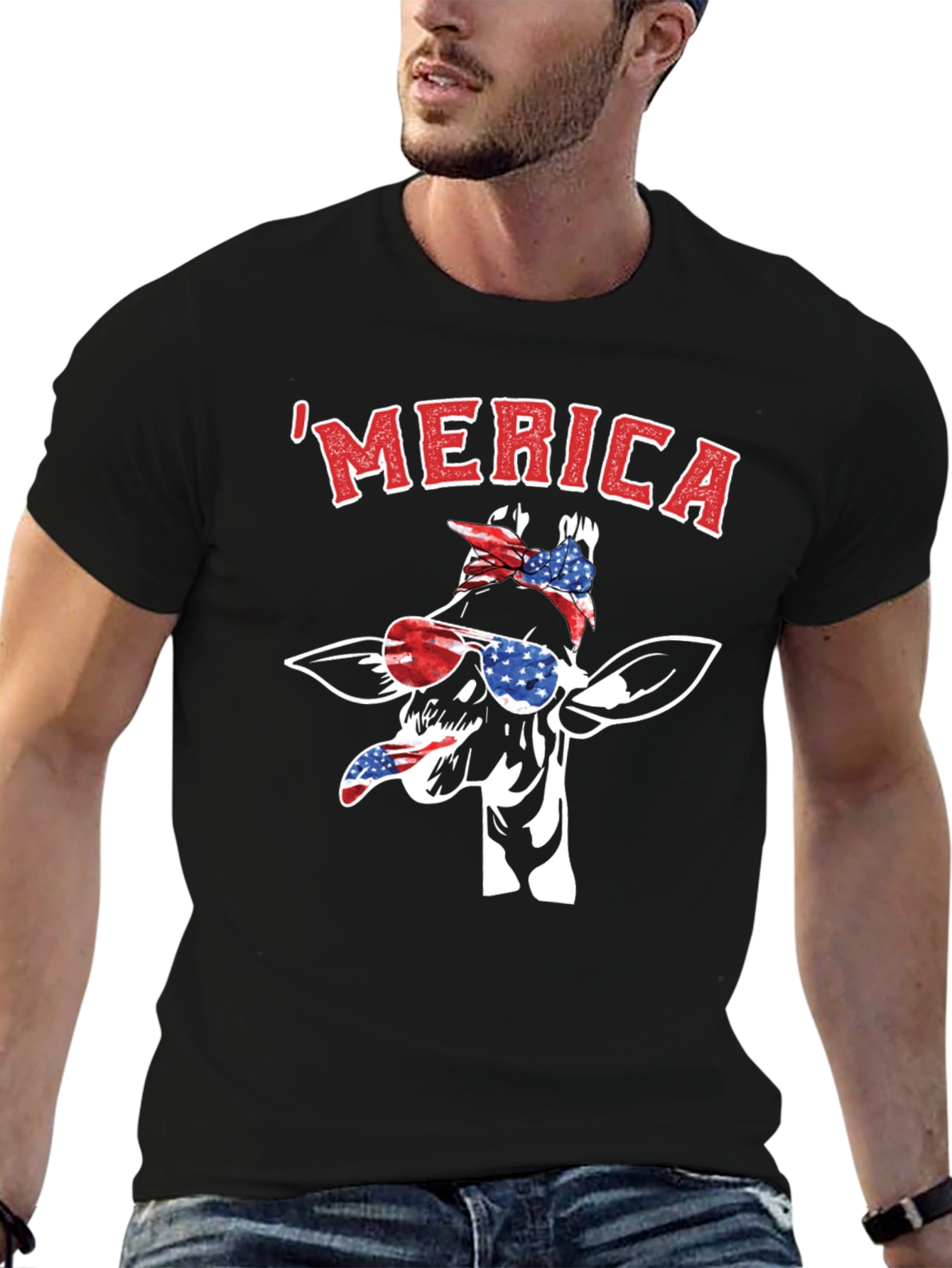 Patriotic Giraffe Merica T-Shirt