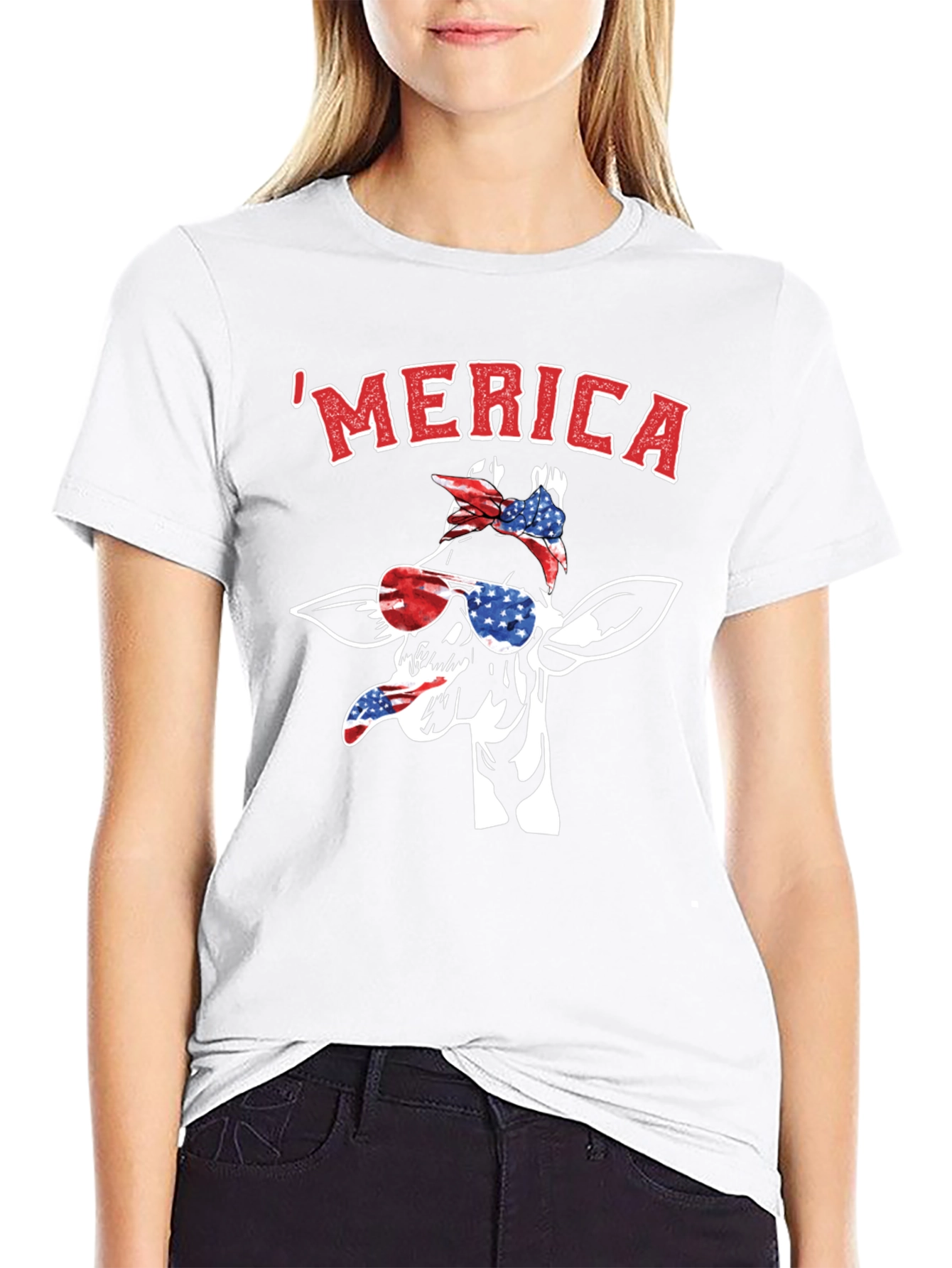 Patriotic Giraffe Merica T-Shirt
