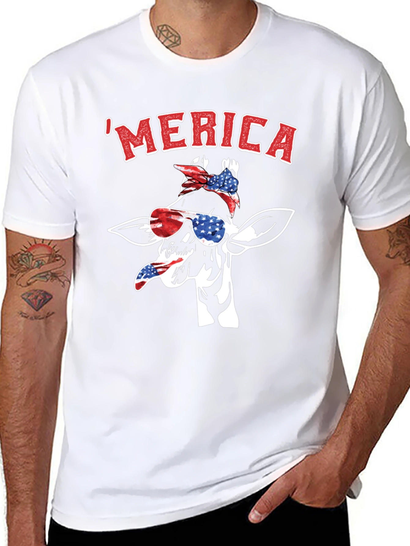 Patriotic Giraffe Merica T-Shirt