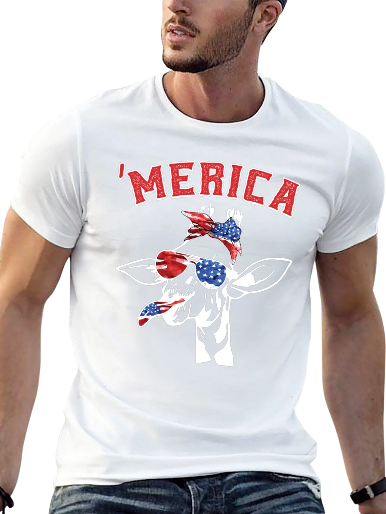 Patriotic Giraffe Merica T-Shirt
