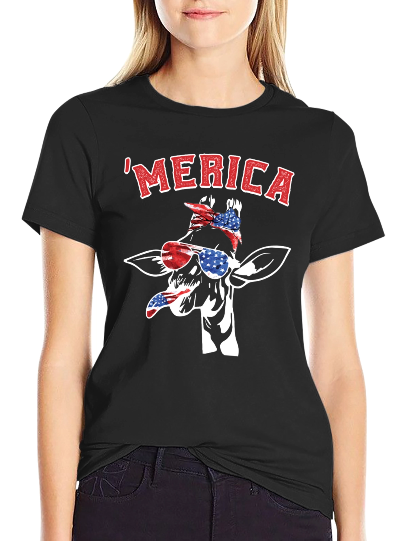 Patriotic Giraffe Merica T-Shirt