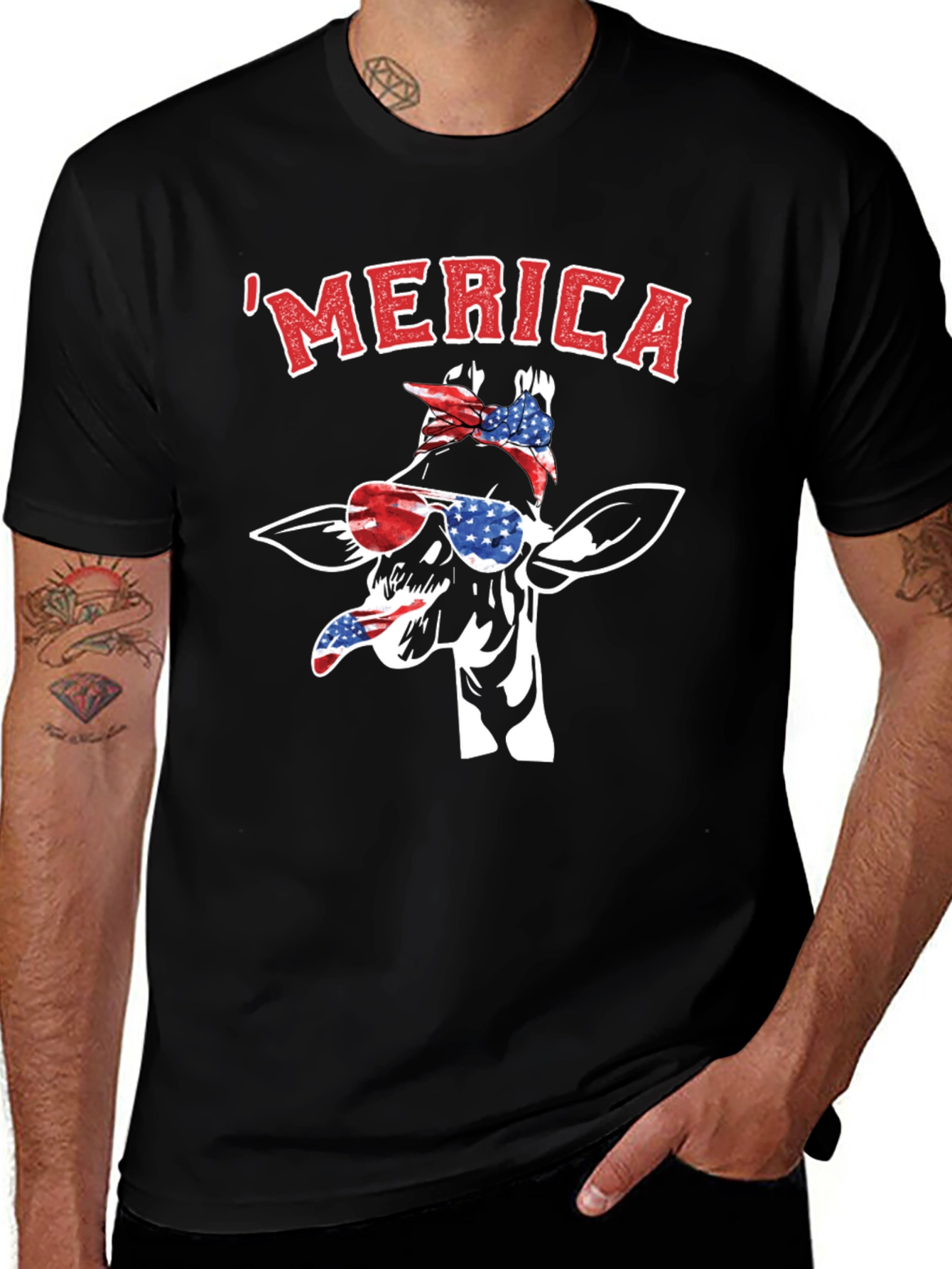 Patriotic Giraffe Merica T-Shirt