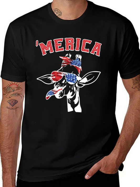 Patriotic Giraffe Merica T-Shirt