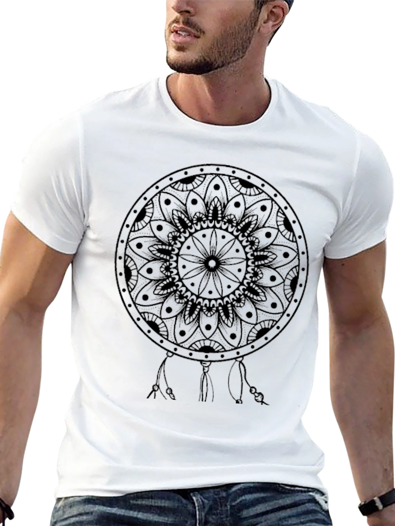 Dreamcatcher Mandala Print Black T-Shirt