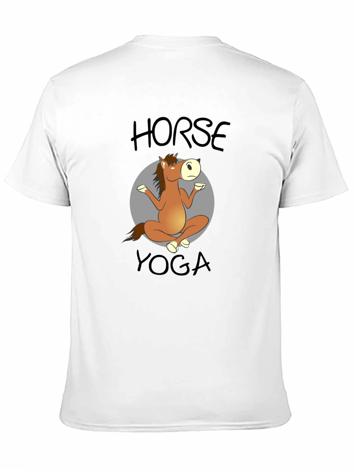 Horse Yoga Cartoon Black T-Shirt