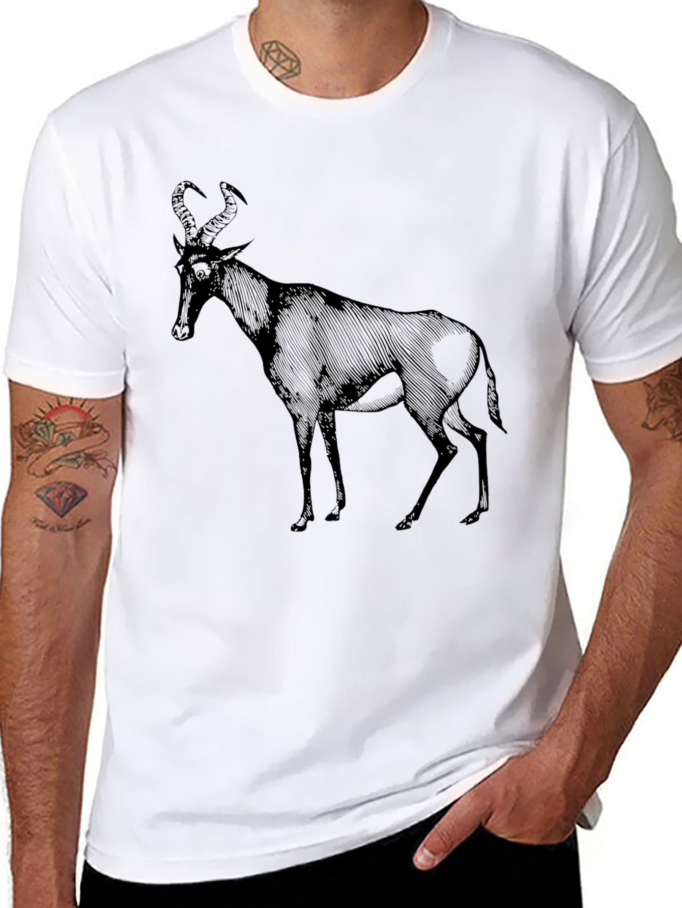 Black T-Shirt with Antelope Graphic