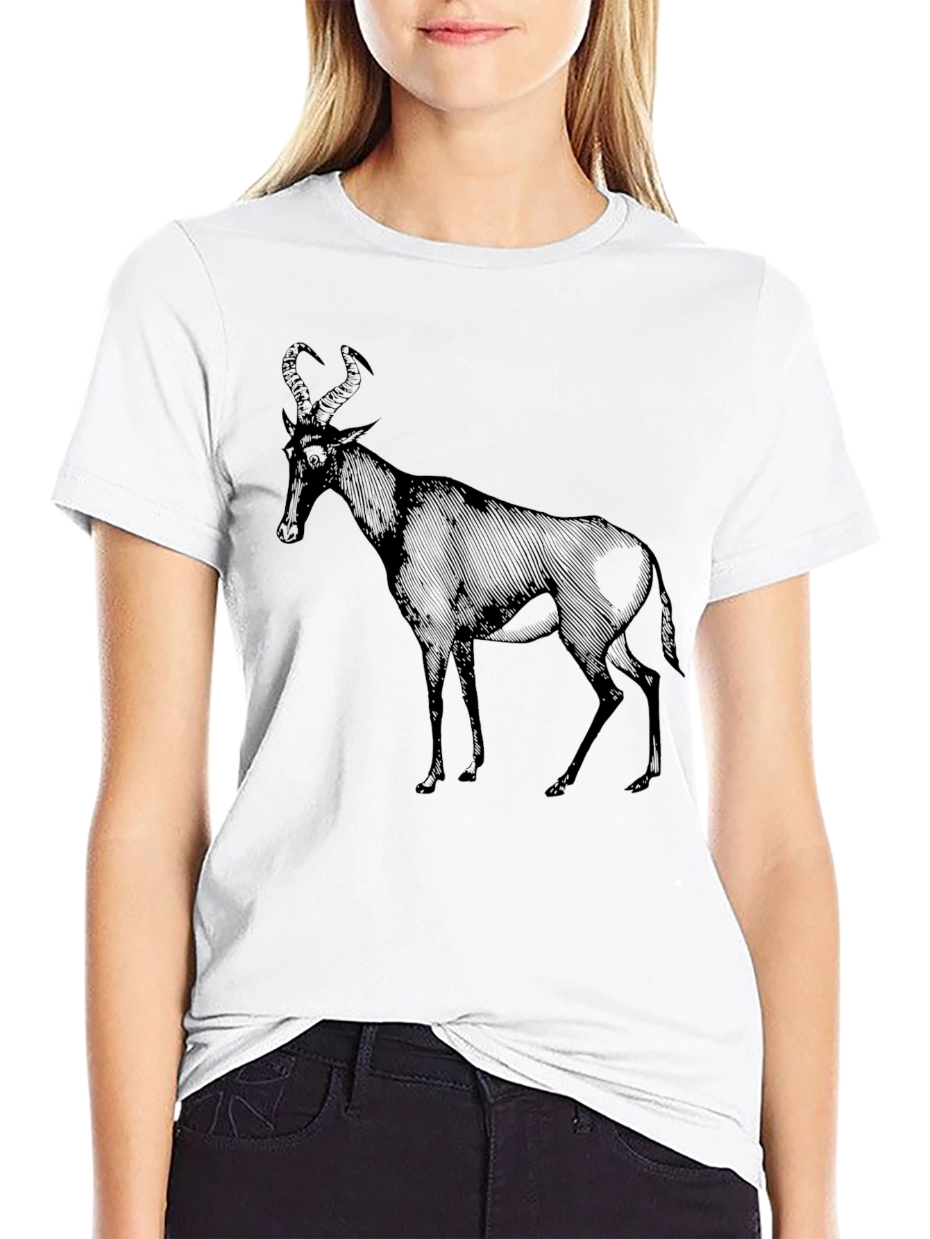 Black T-Shirt with Antelope Graphic
