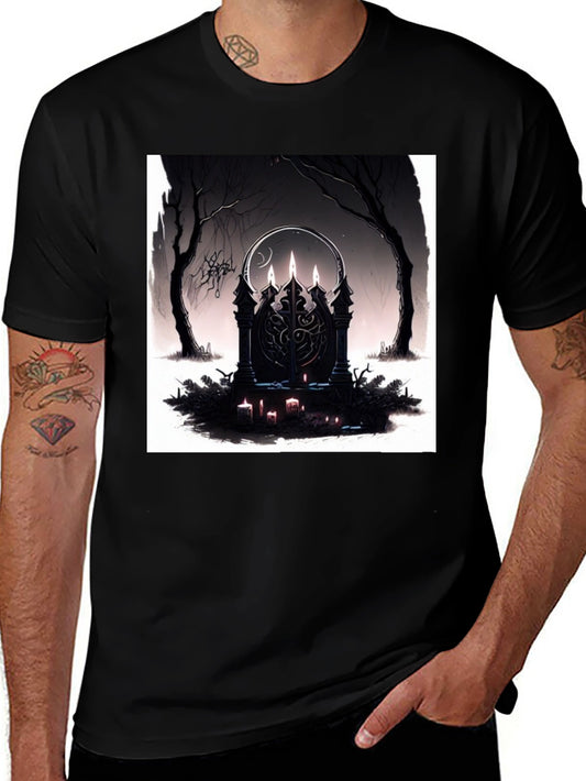 Eerie Black T-Shirt: Gate to Another World Graphic Tee