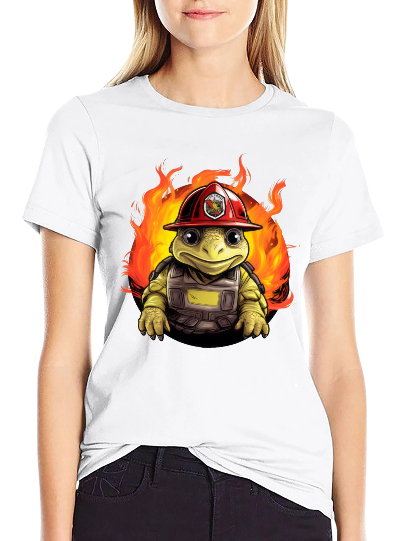 Firefighter Turtle Graphic T-Shirt