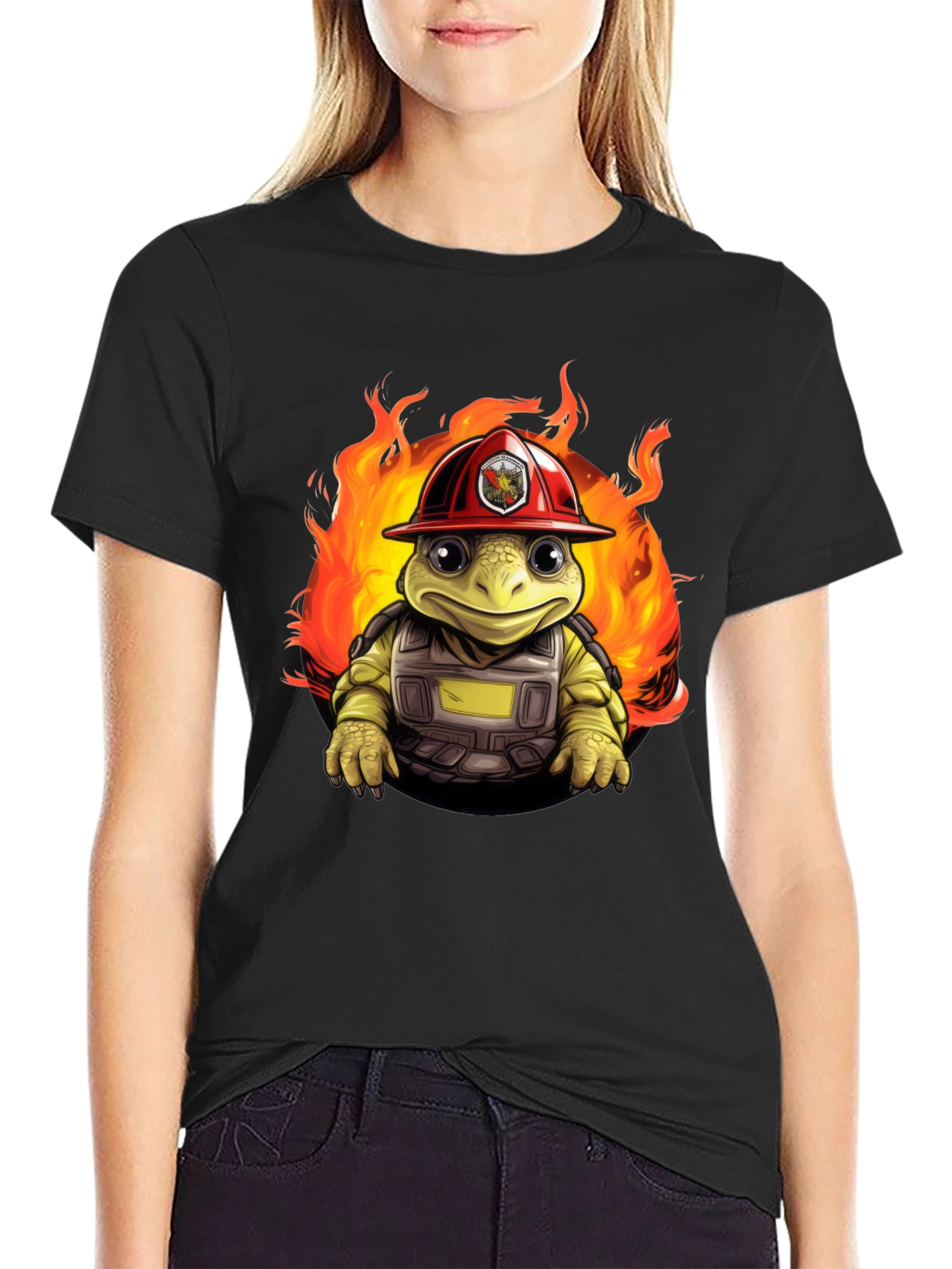Firefighter Turtle Graphic T-Shirt