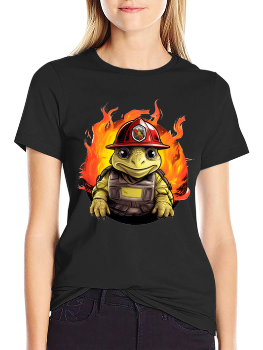 Firefighter Turtle Graphic T-Shirt