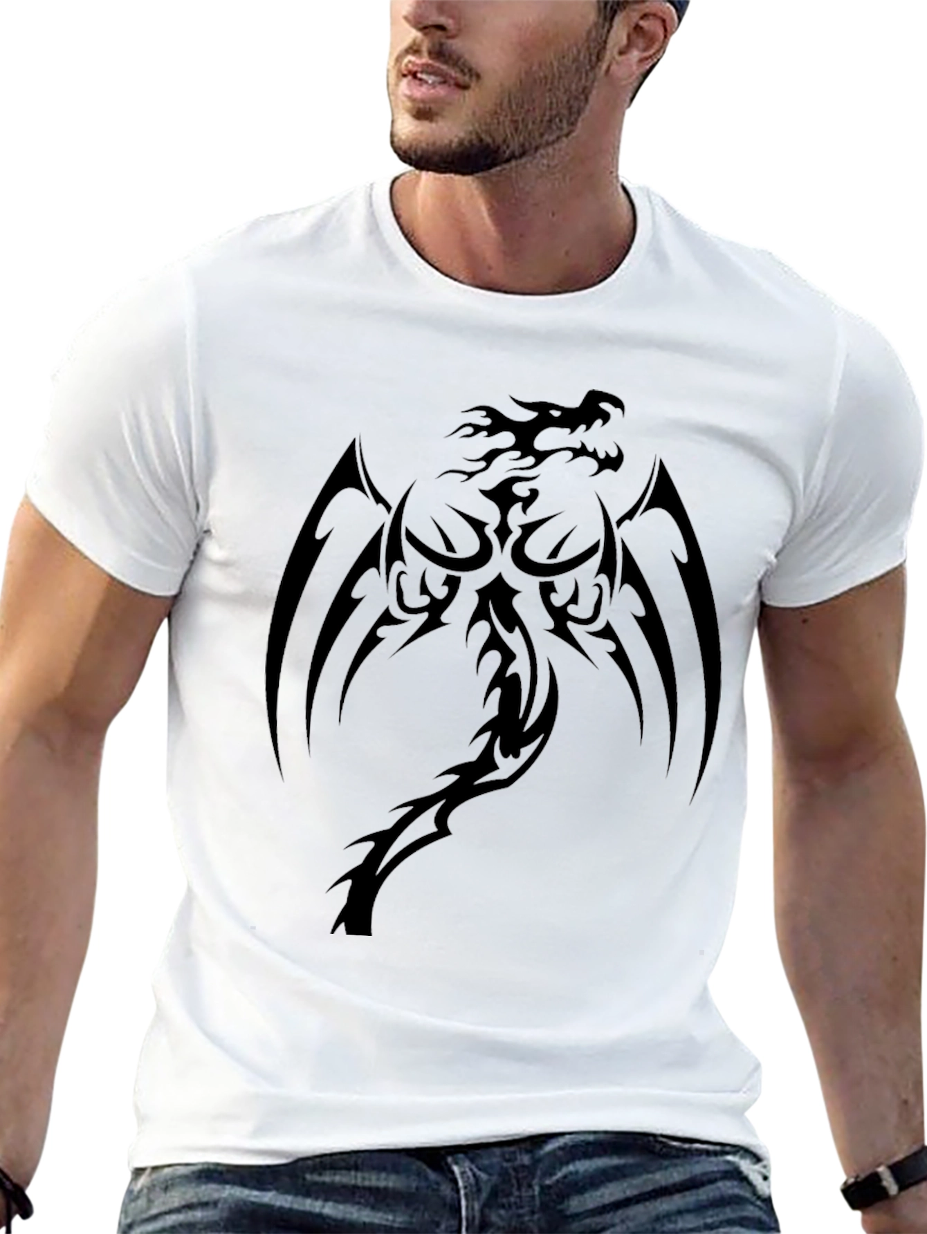 Mens Black Dragon Graphic T-Shirt