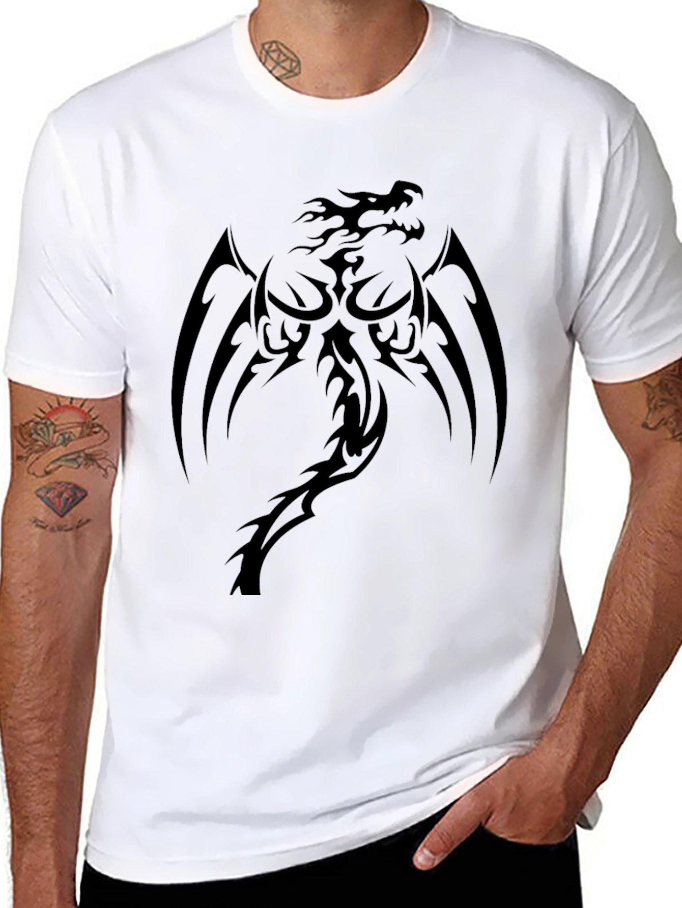 Mens Black Dragon Graphic T-Shirt