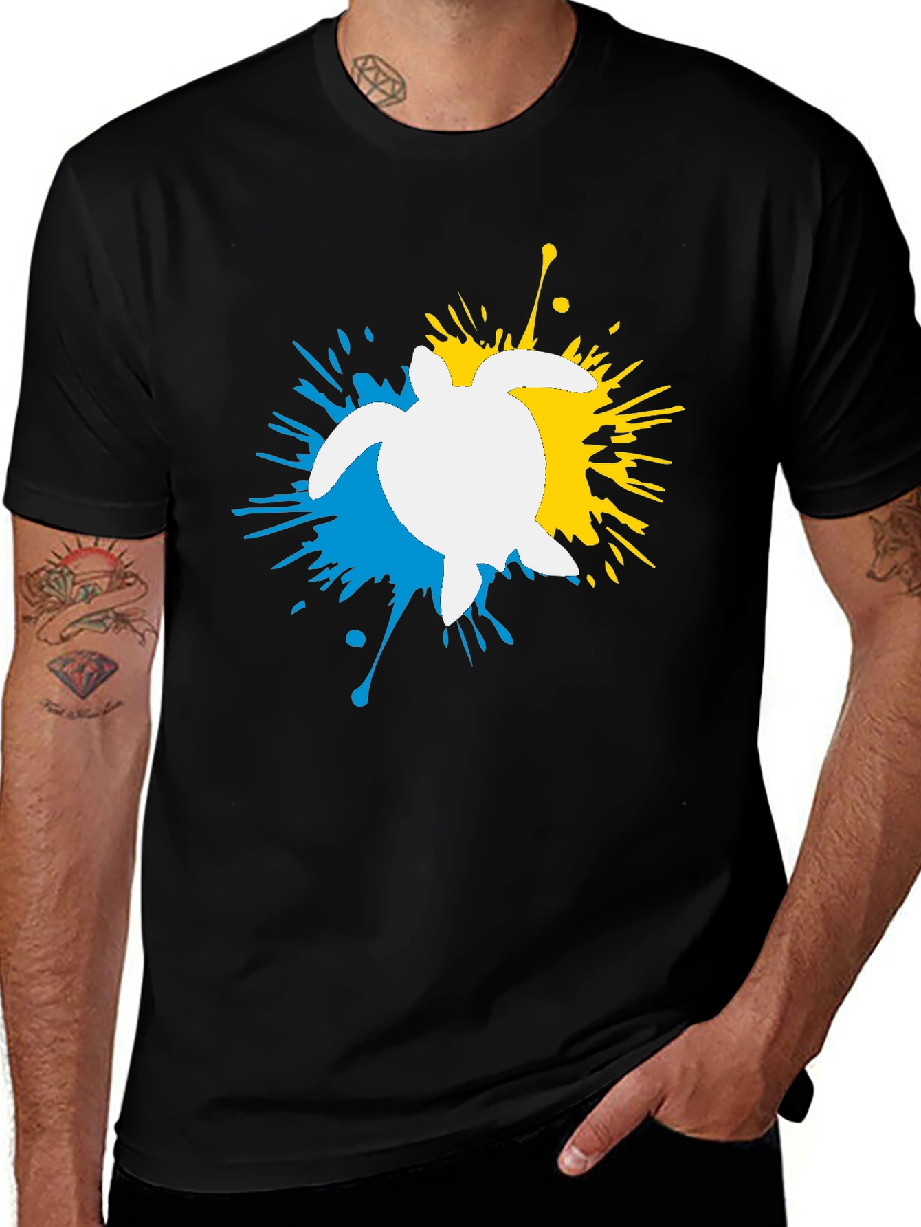 Turtle Splash Black Graphic Tee