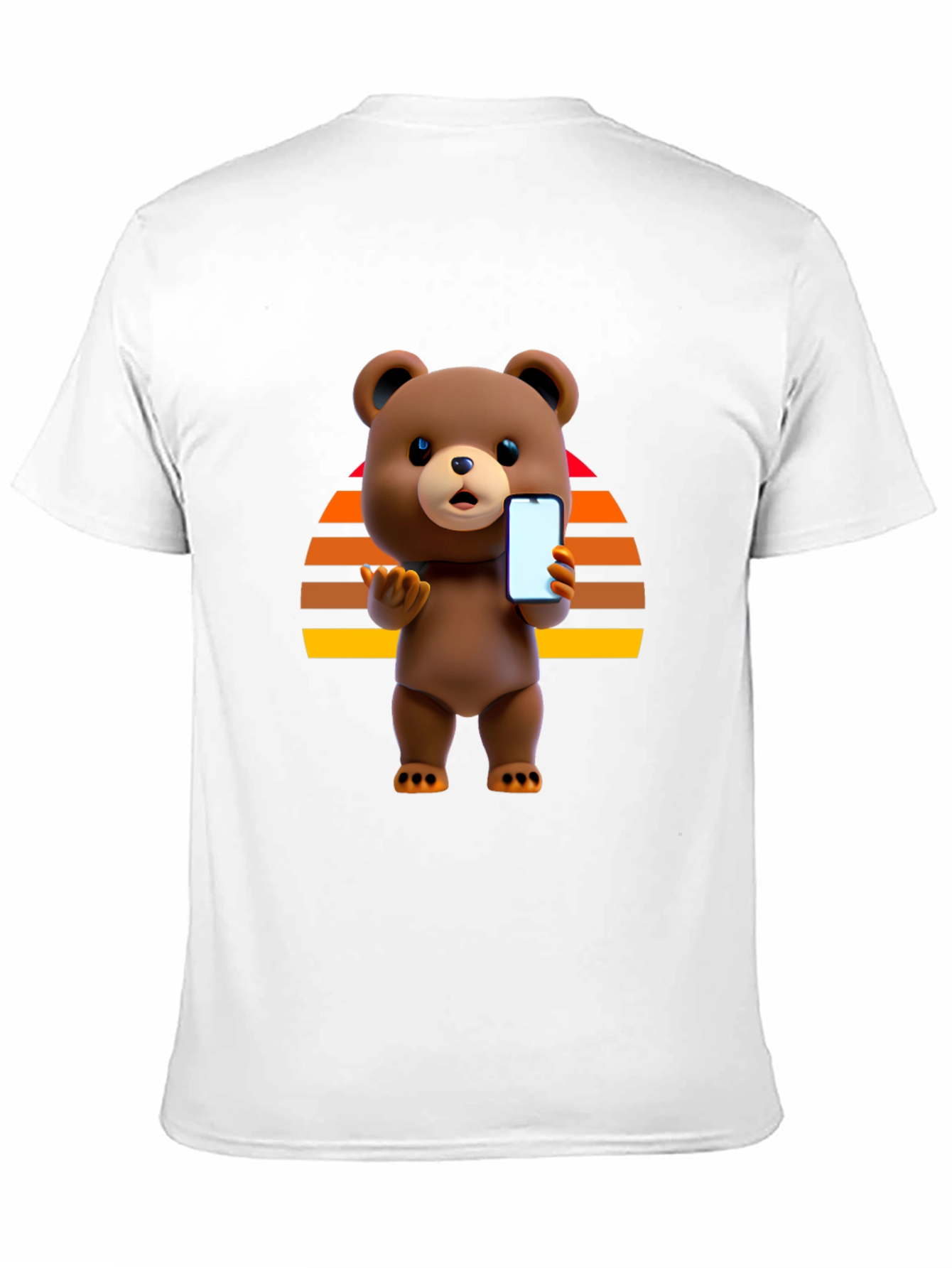 Cool Bear Holding Phone Graphic Black T-Shirt