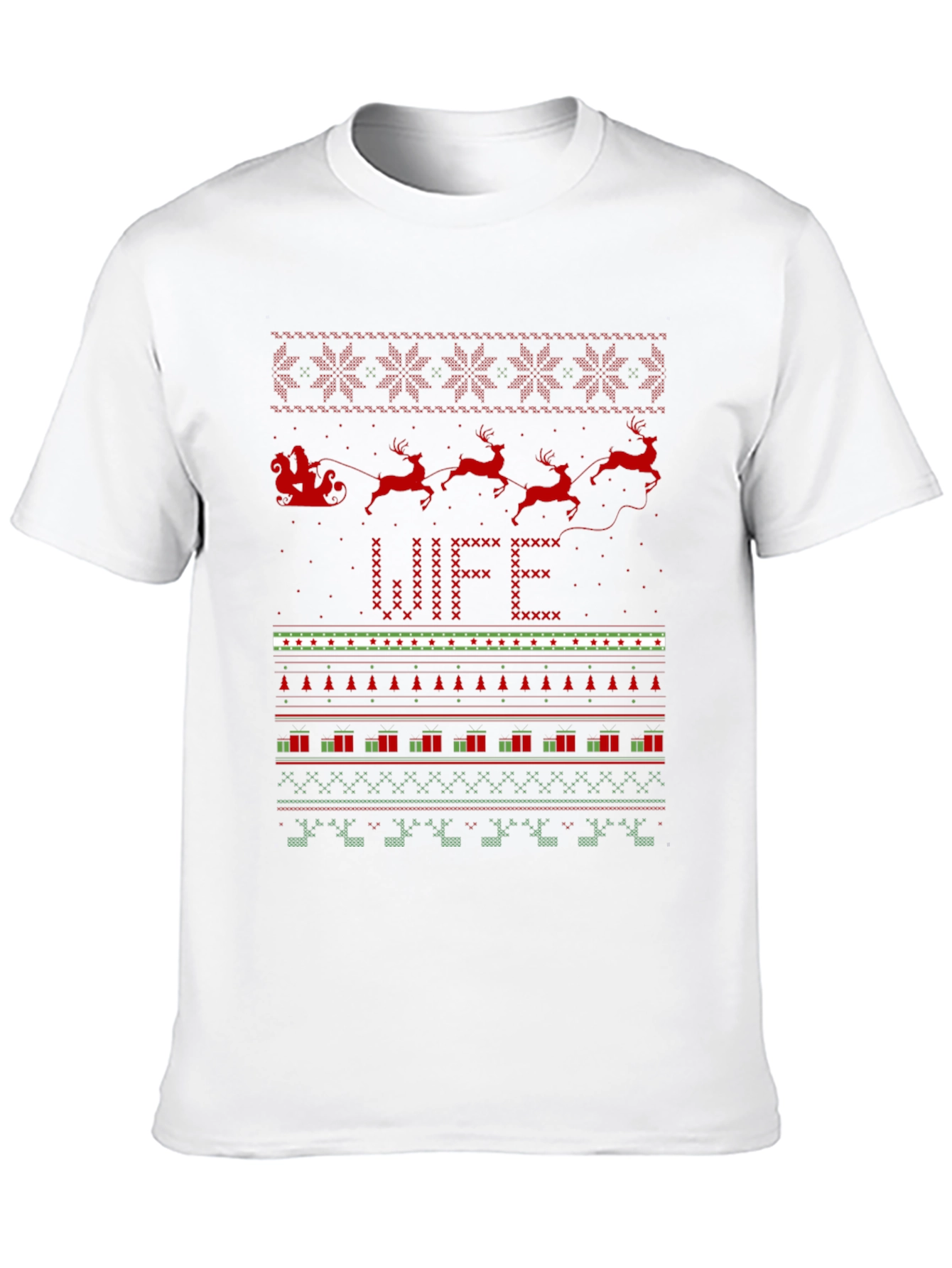 Festive Wife Ugly Christmas Sweater Style T-Shirt
