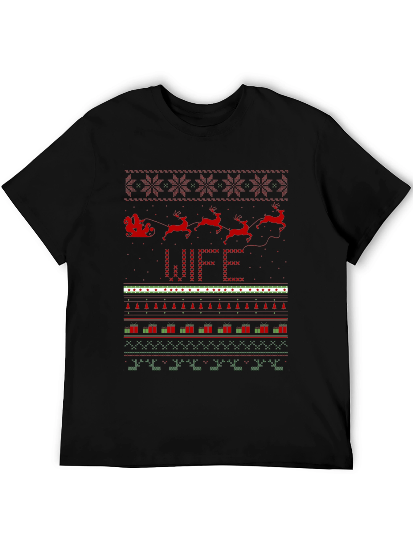 Festive Wife Ugly Christmas Sweater Style T-Shirt