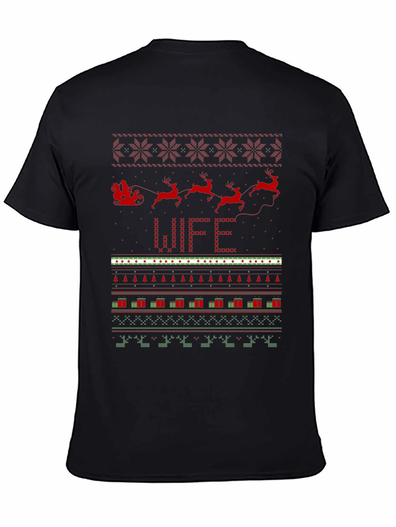 Festive Wife Ugly Christmas Sweater Style T-Shirt